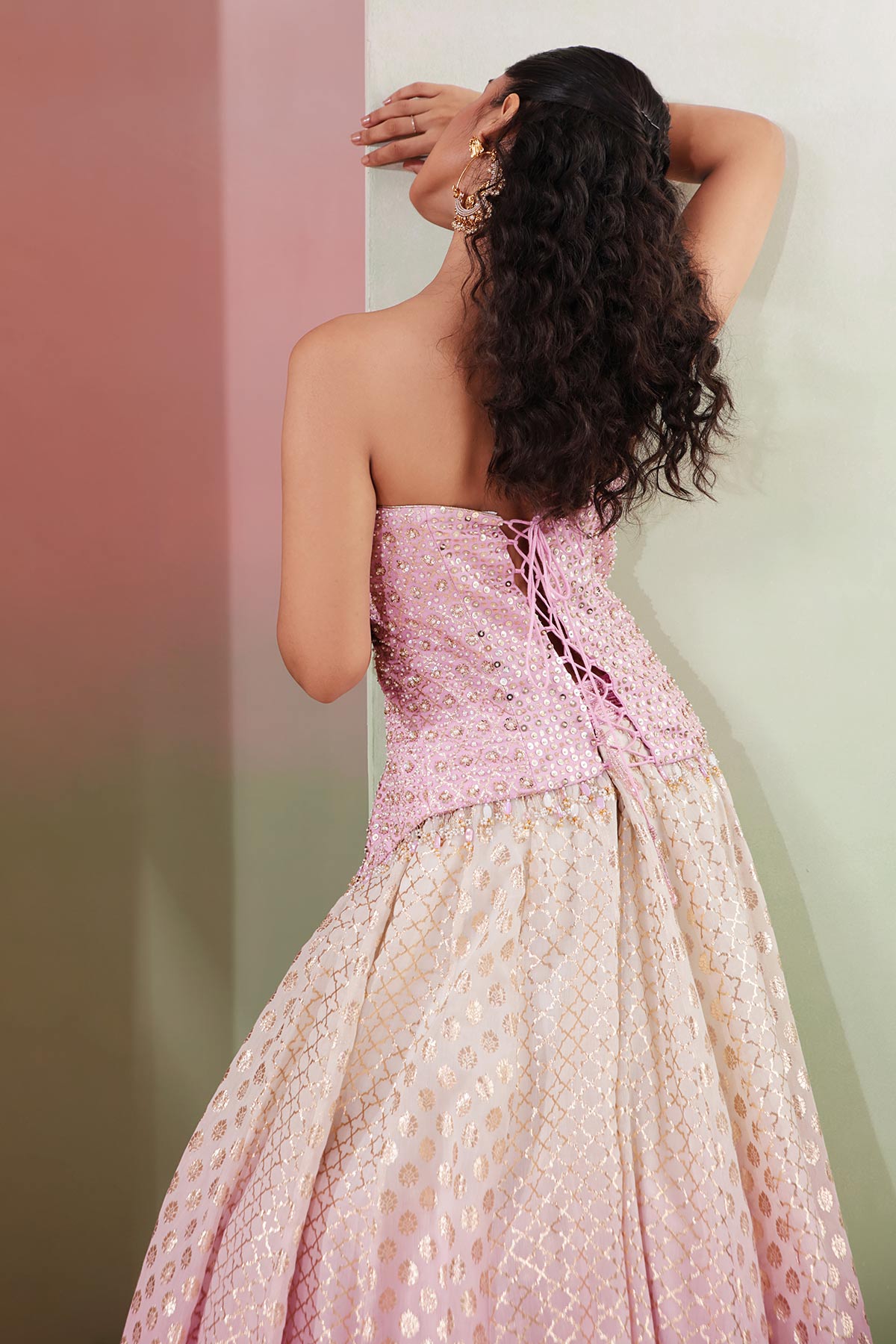 Lilac Sequin Thread Lehenga Set