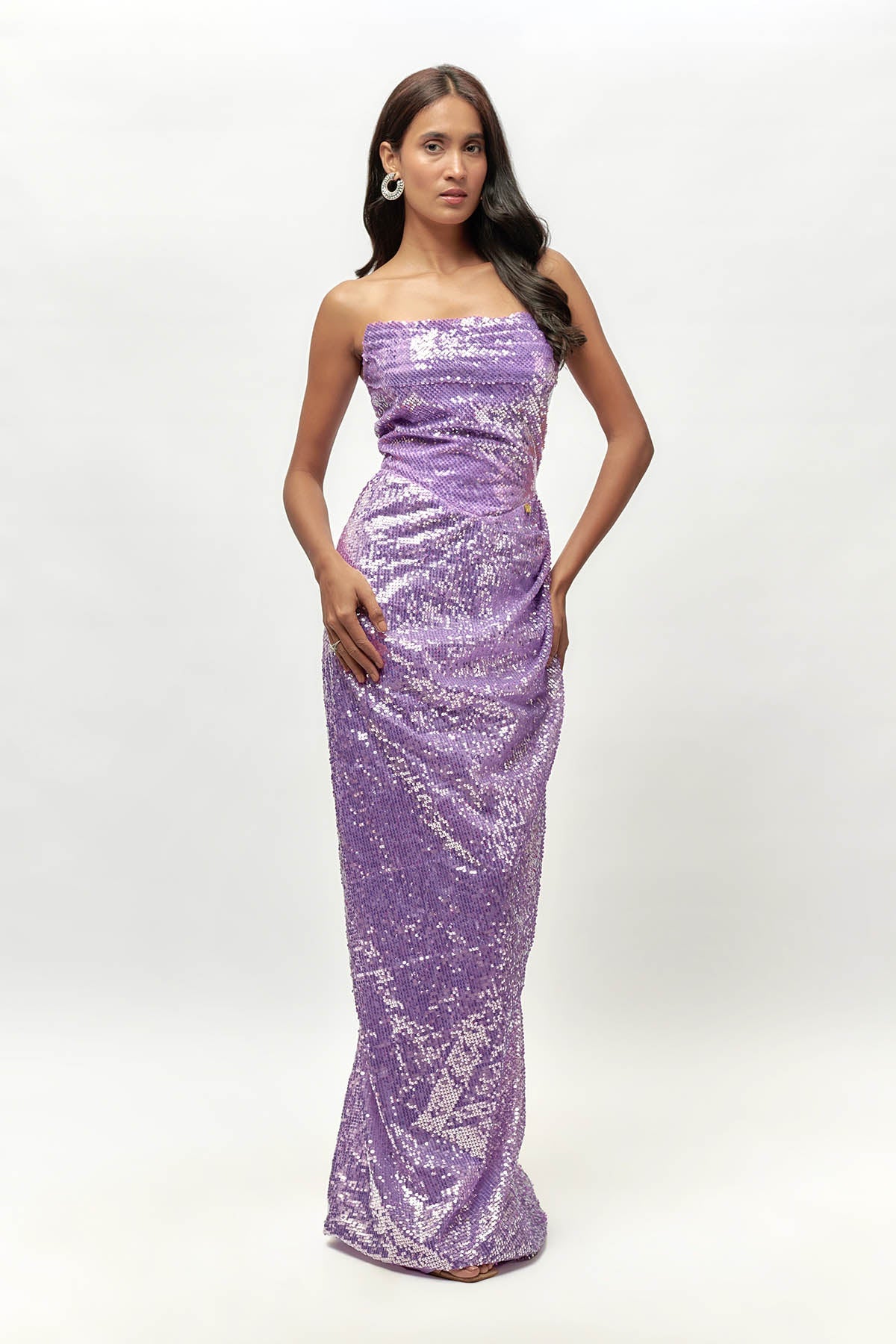 Buy Lilac Sequins Embellished Gown by Emblaze for women online at ScrollnShops