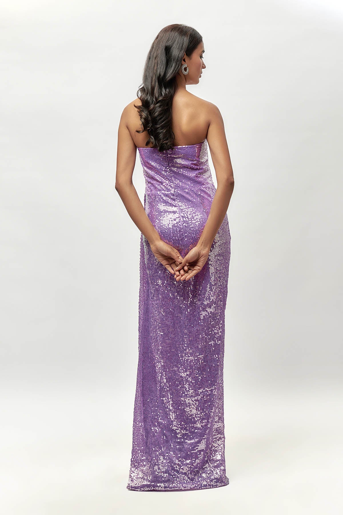 Lilac Sequins Embellished Gown