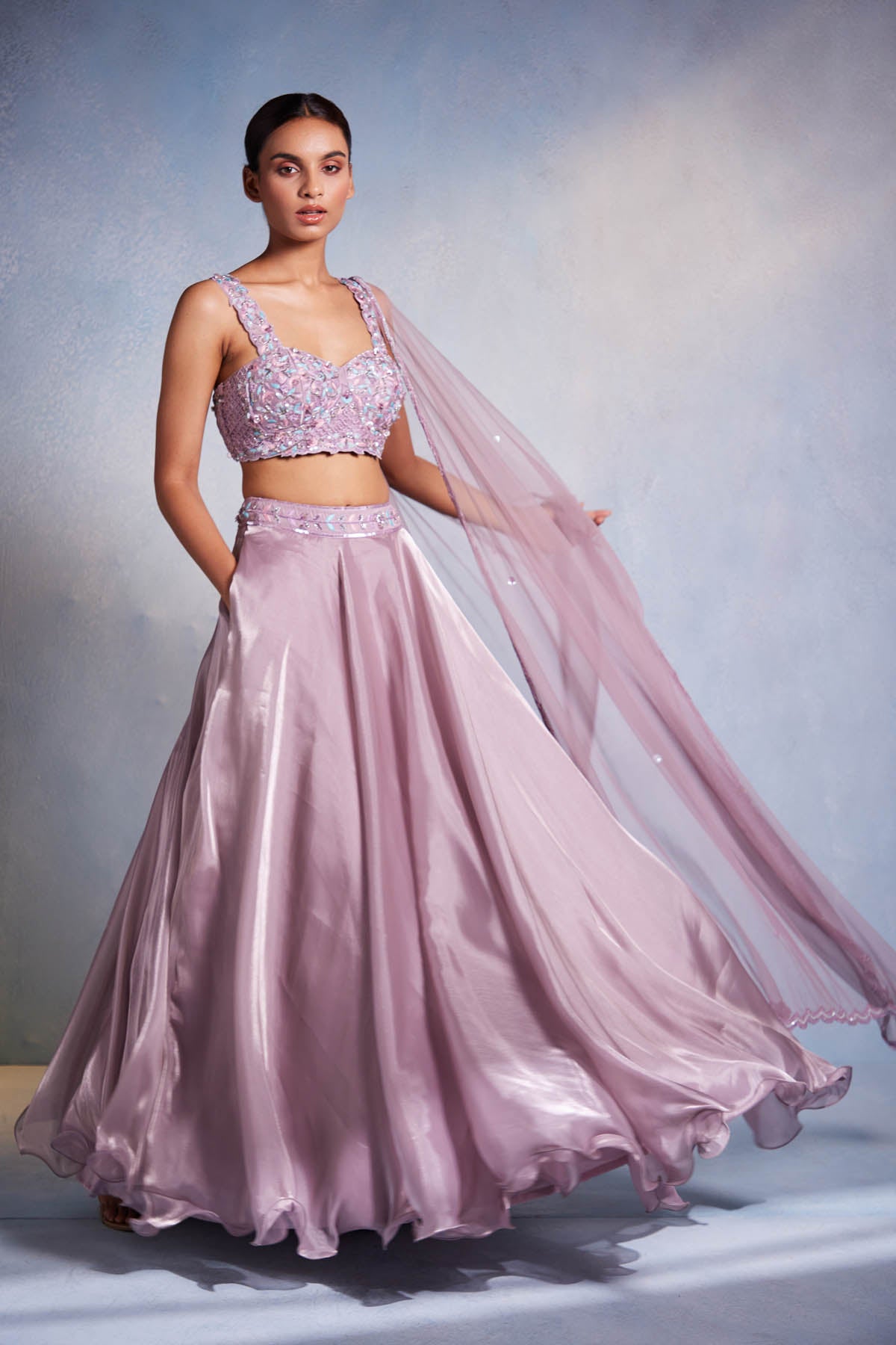 Lilac Sequins Work Lehenga Set