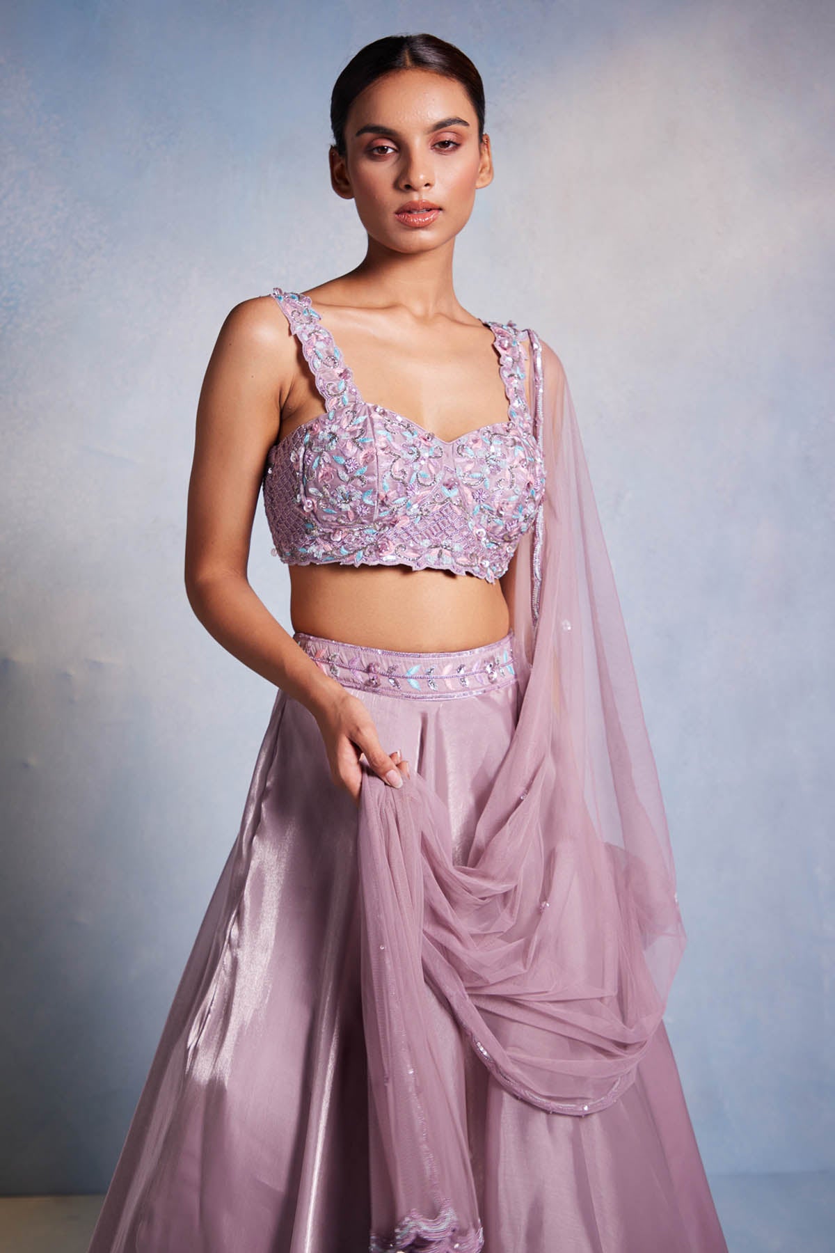 Lilac Sequins Work Lehenga Set