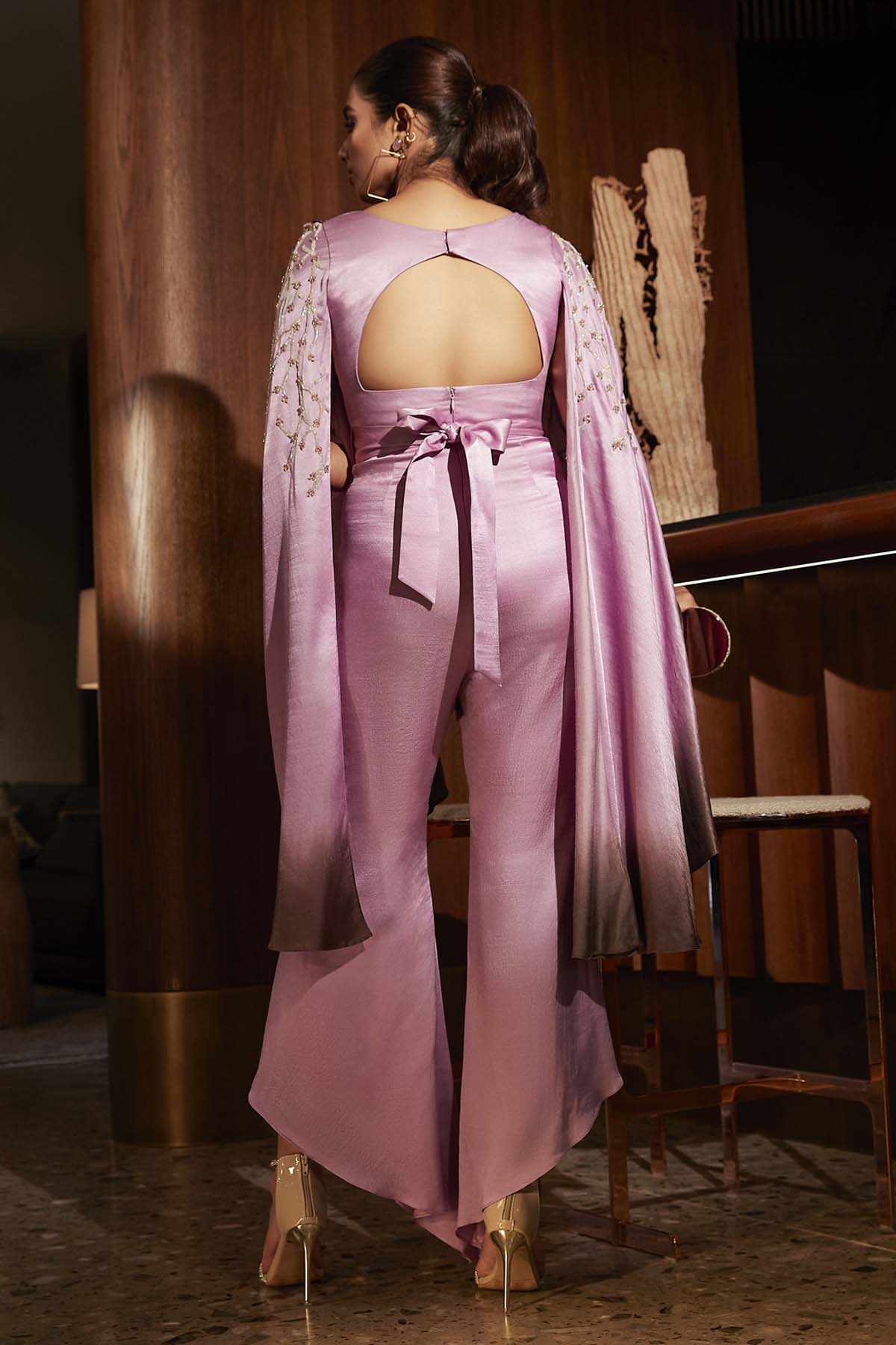 Lilac Silk Cowl Neck Jumpsuit