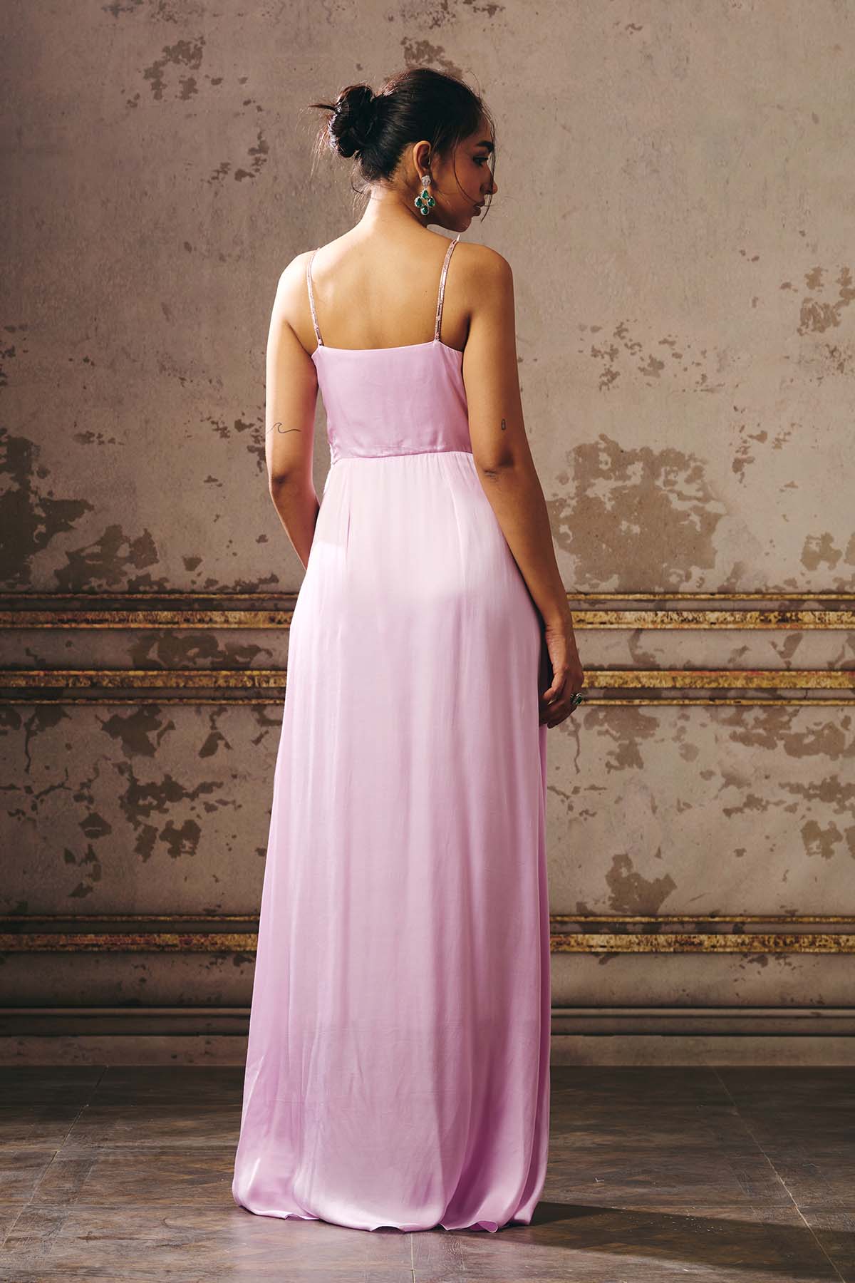 Lilac Sleeveless Drape Gown