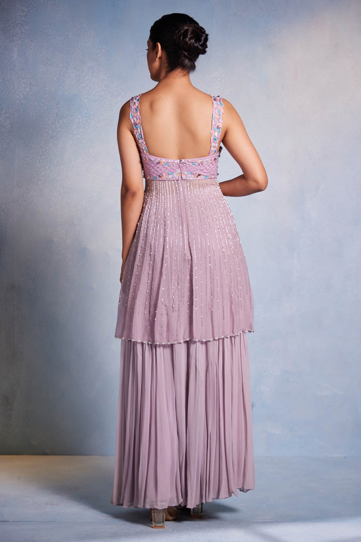 Lilac Sleeveless Sharara Set