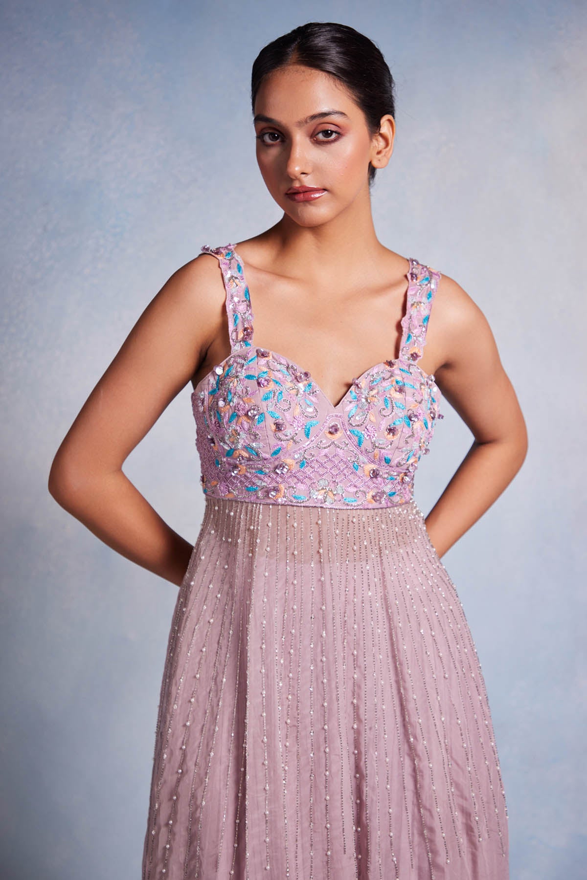 Lilac Sleeveless Sharara Set