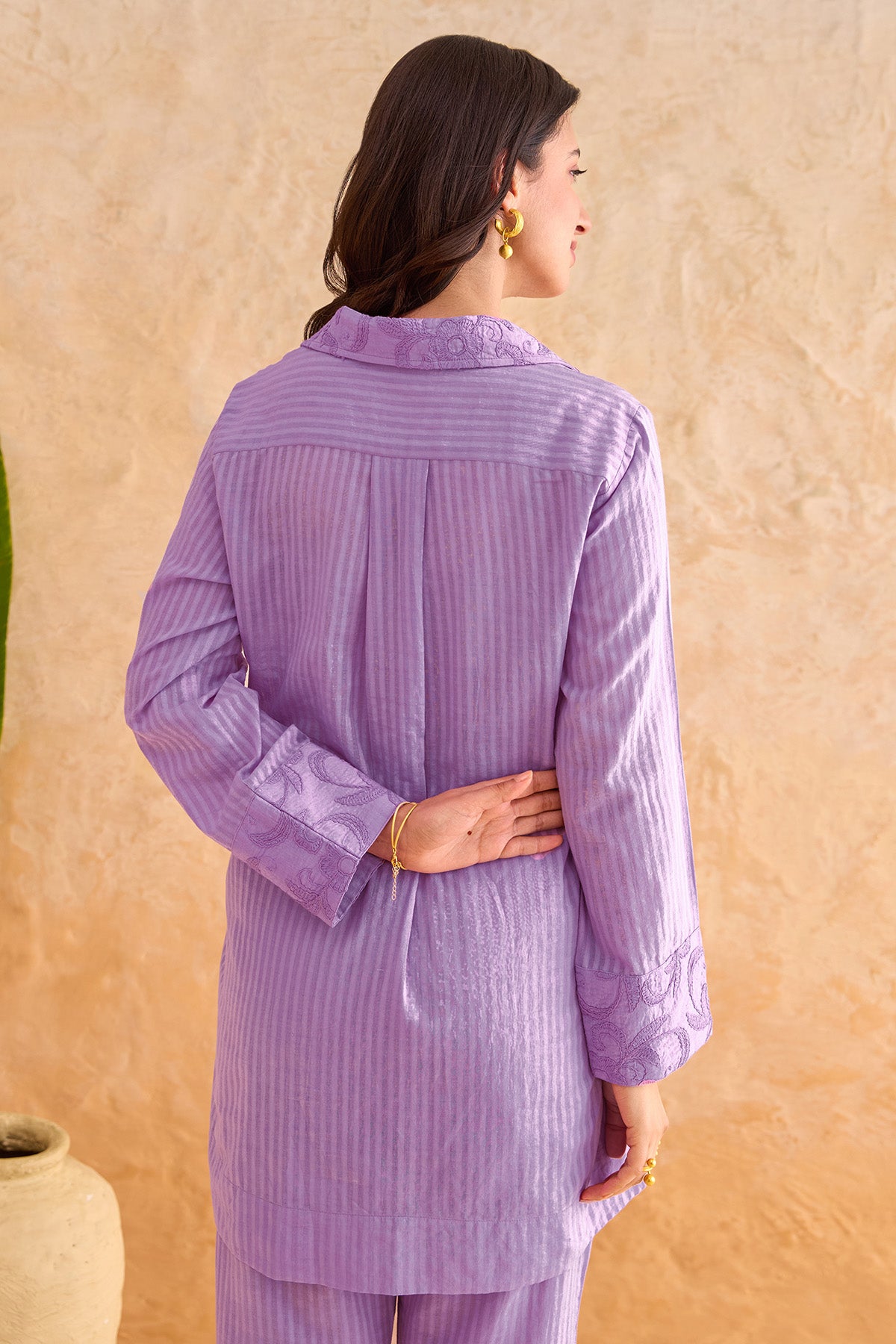 Lilac Texture Cotton Kurta Set