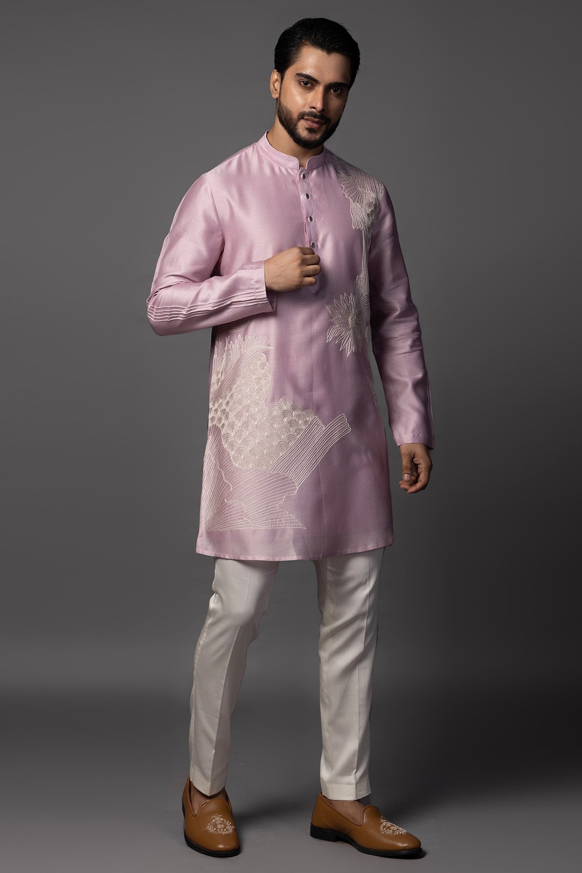 Lilac Thread Work Kurta & Pants