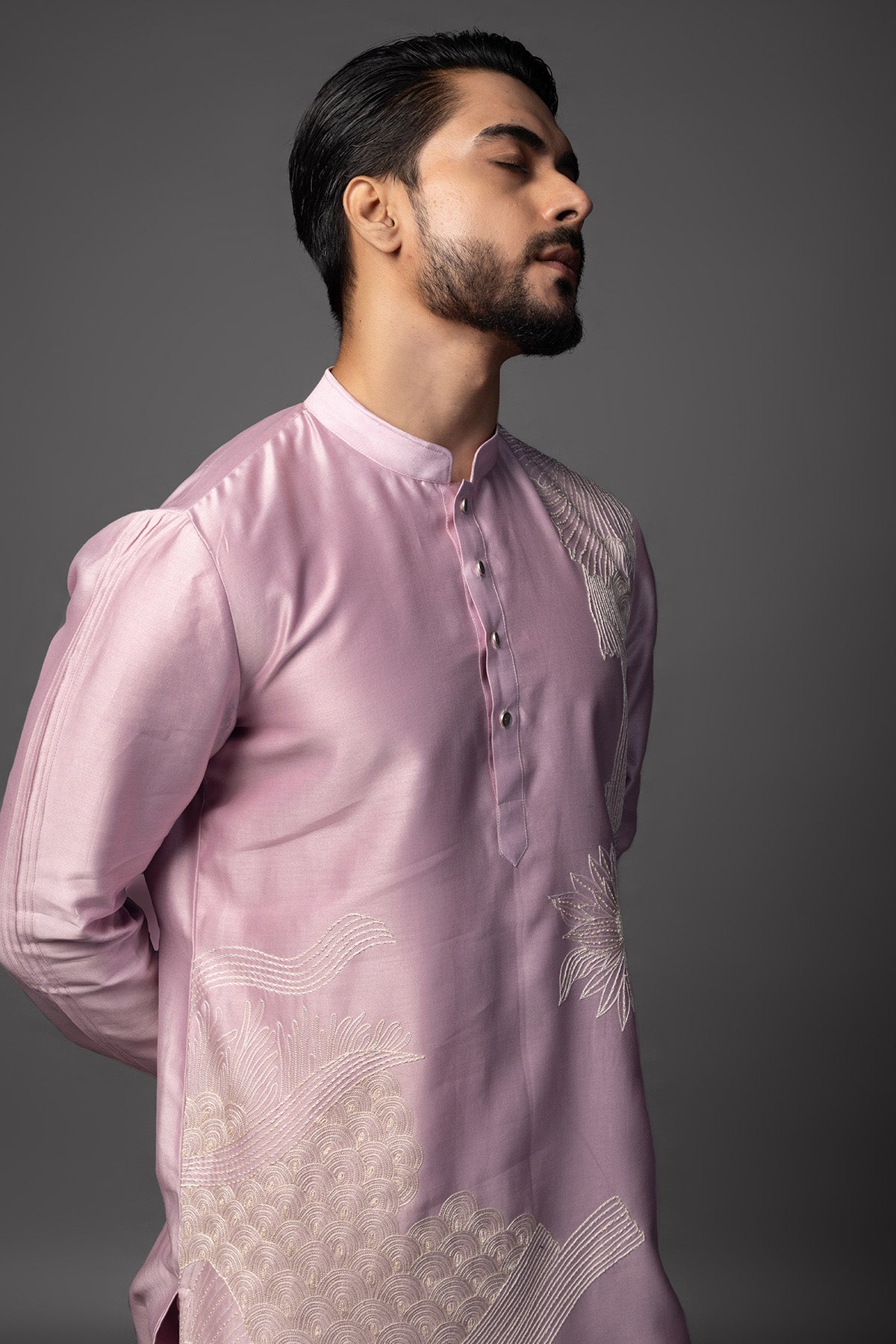 Lilac Thread Work Kurta & Pants