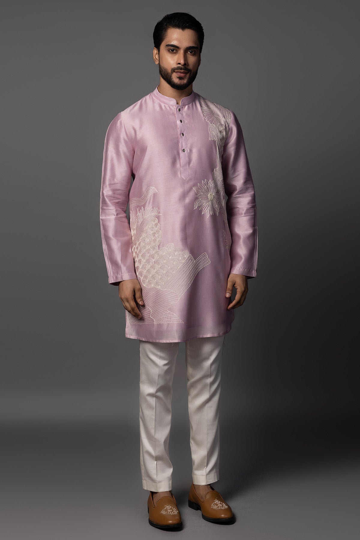 Buy Lilac Thread Work Kurta & Pants for men by Paarsh Atelier online available at scrollnshops