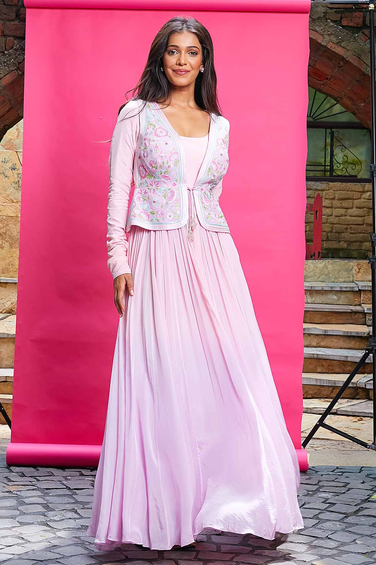 Priyanka Jain Lilac Waistcoat & Anarkali Set for women online at ScrollnShops