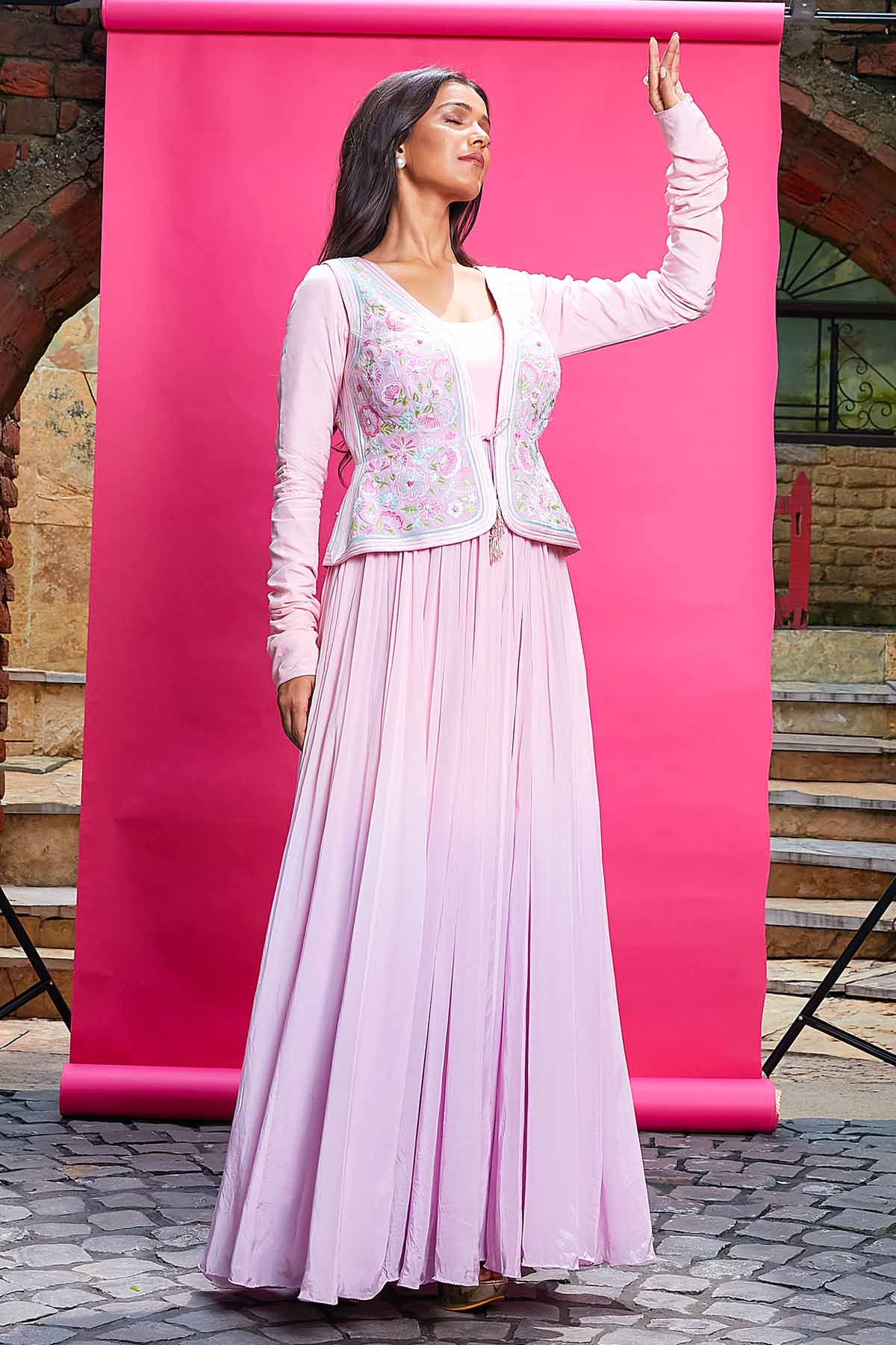 Lilac Waistcoat & Anarkali Set