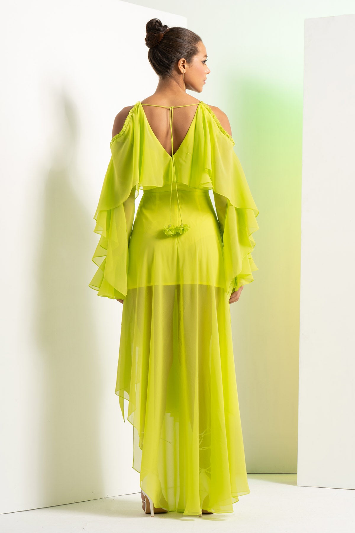 Lime Green Asymmetric Dress