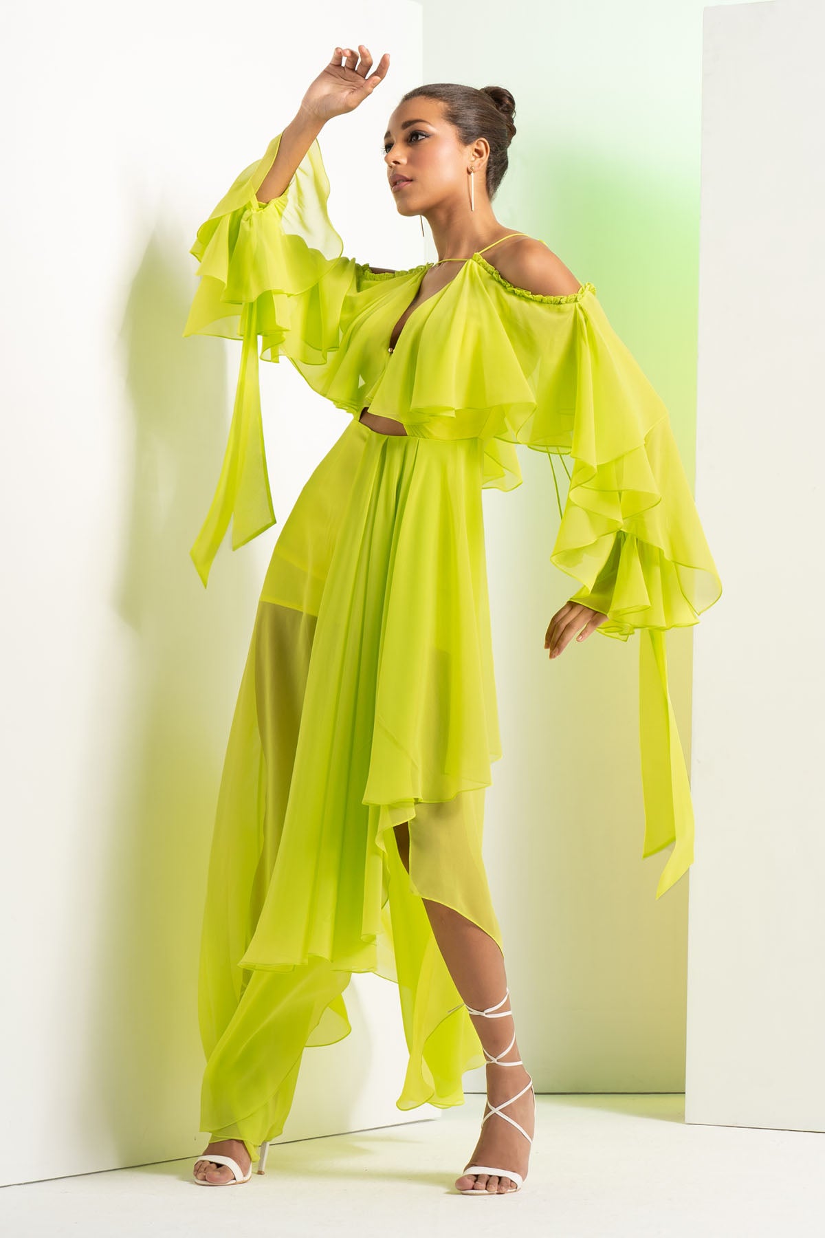 Lime Green Asymmetric Dress