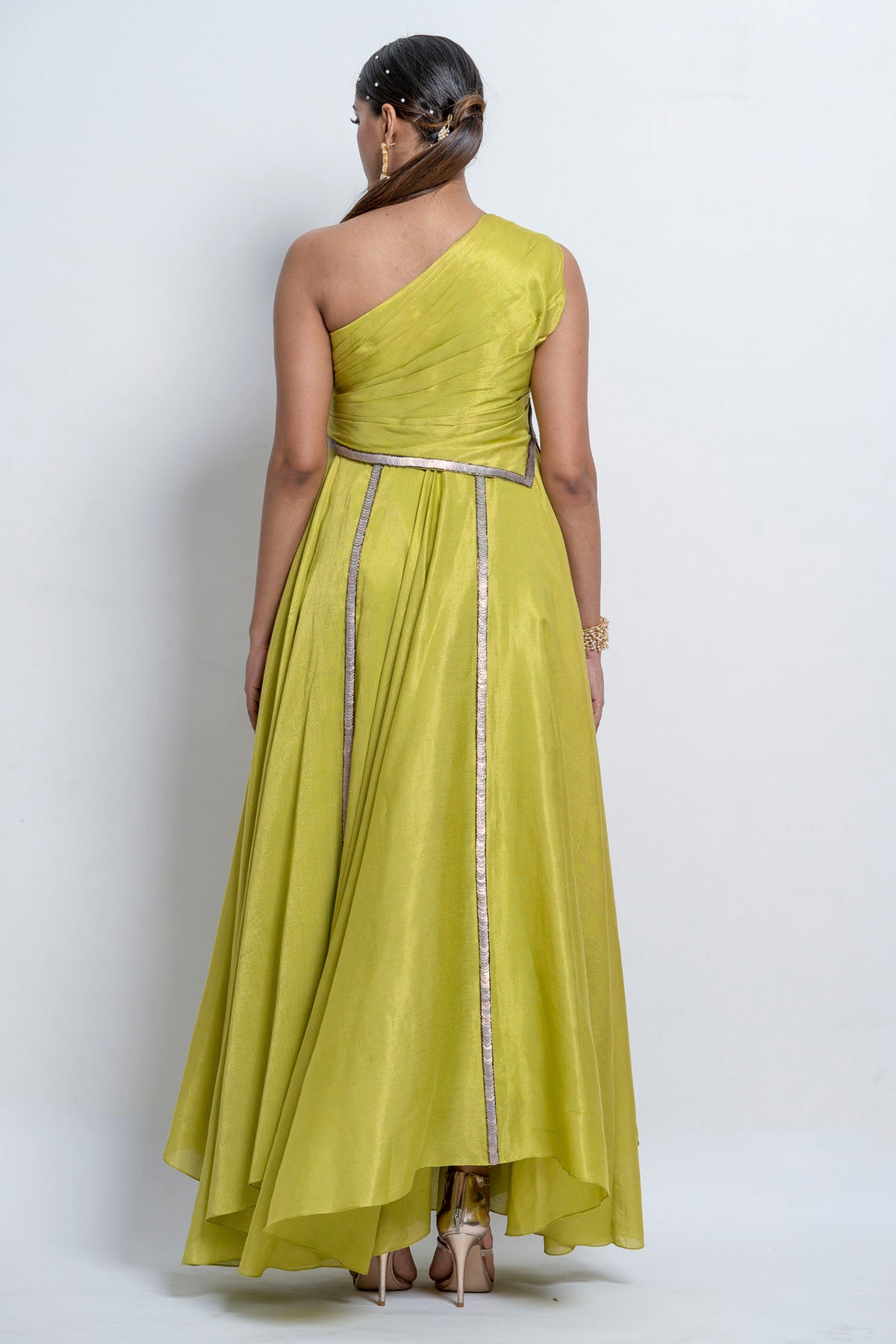 Lime One Shoulder Gown