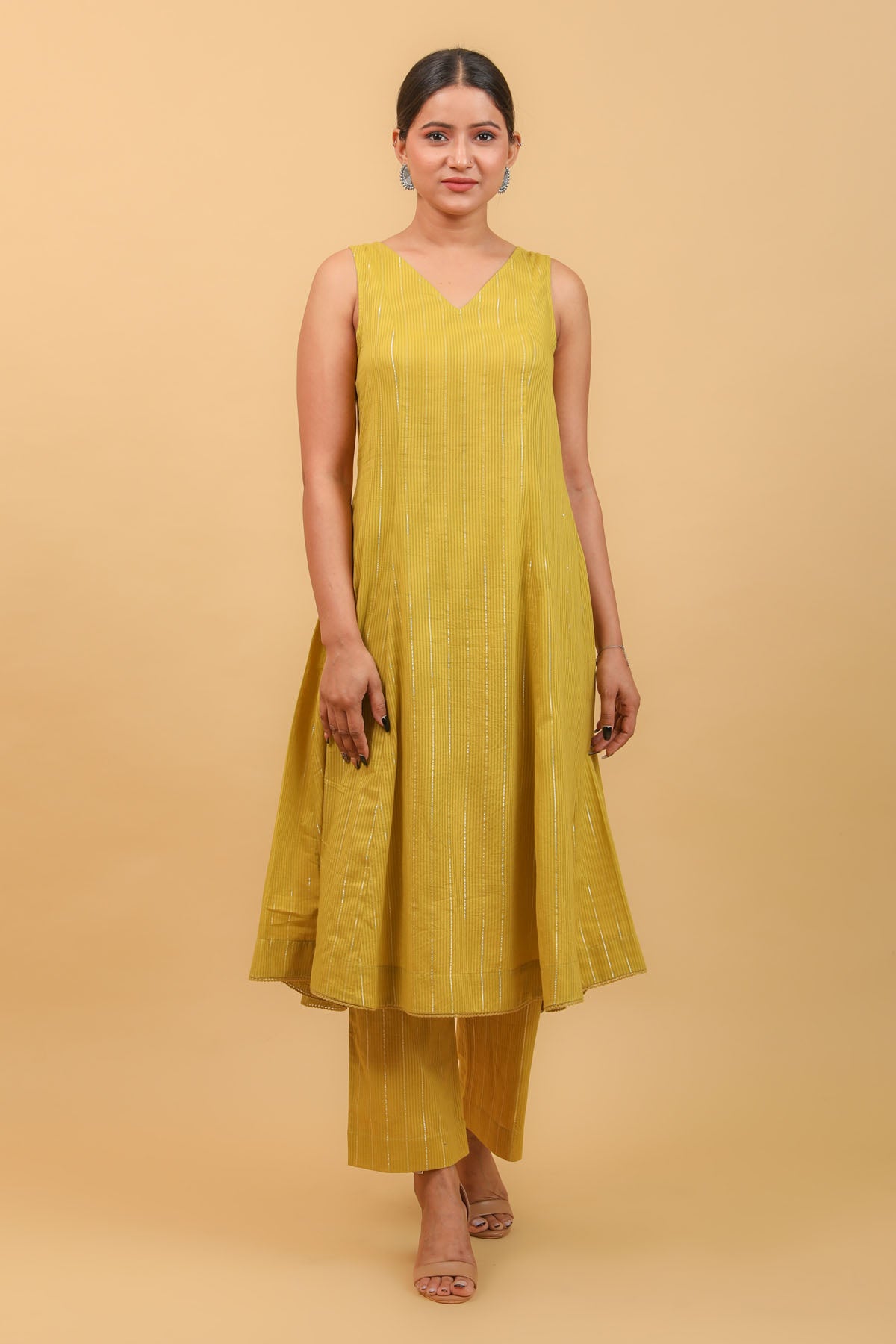 Lime Yellow Flared Kurta Set