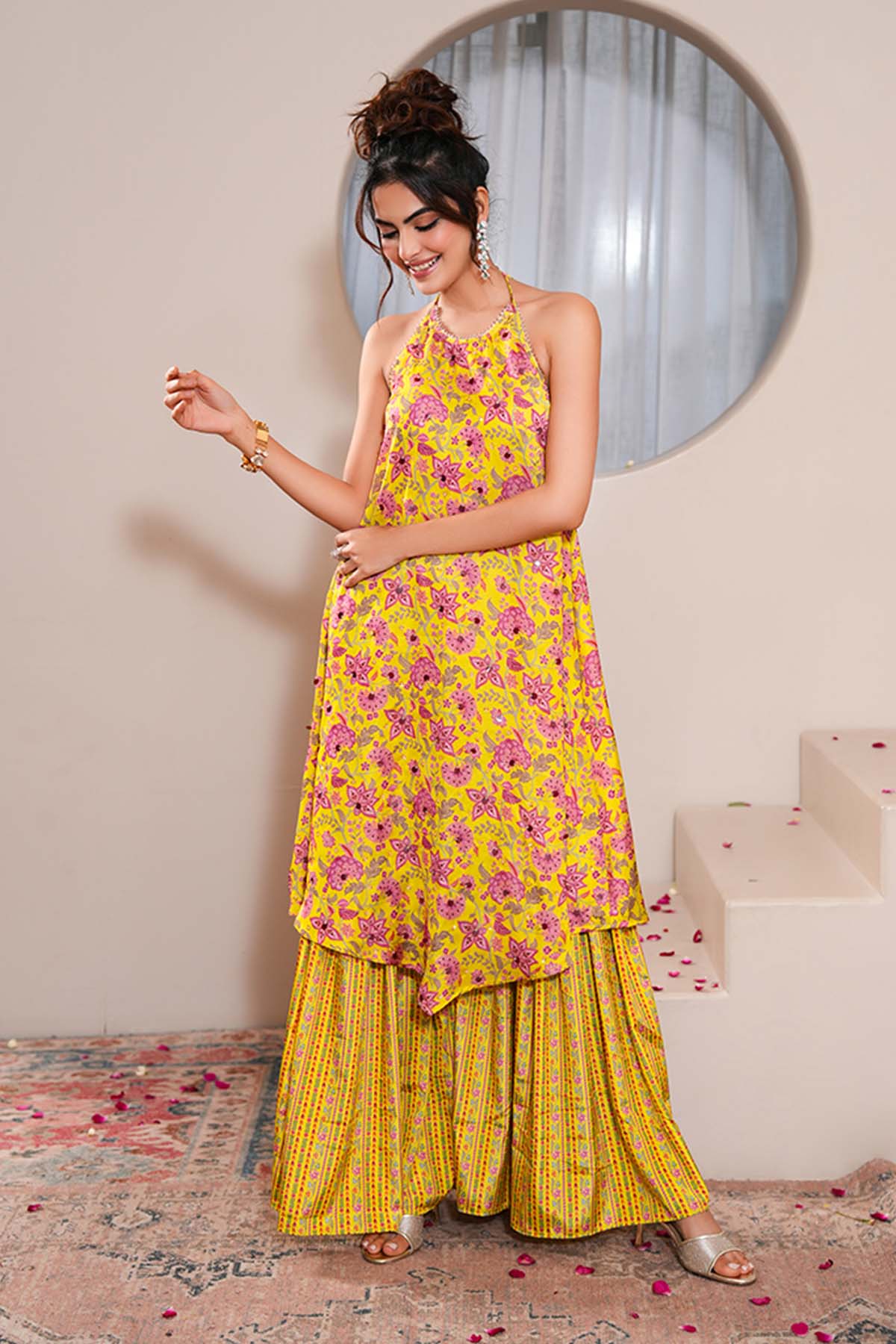 Lime Backless Kurta & Gharara