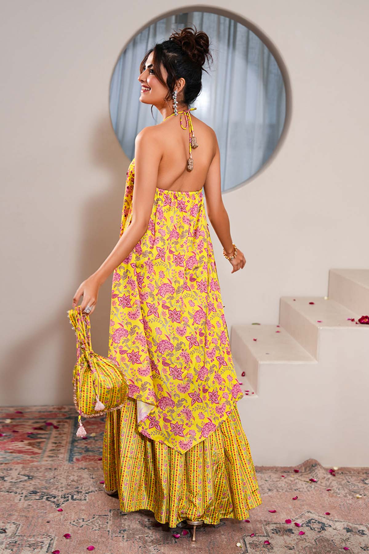 Lime Backless Kurta & Gharara