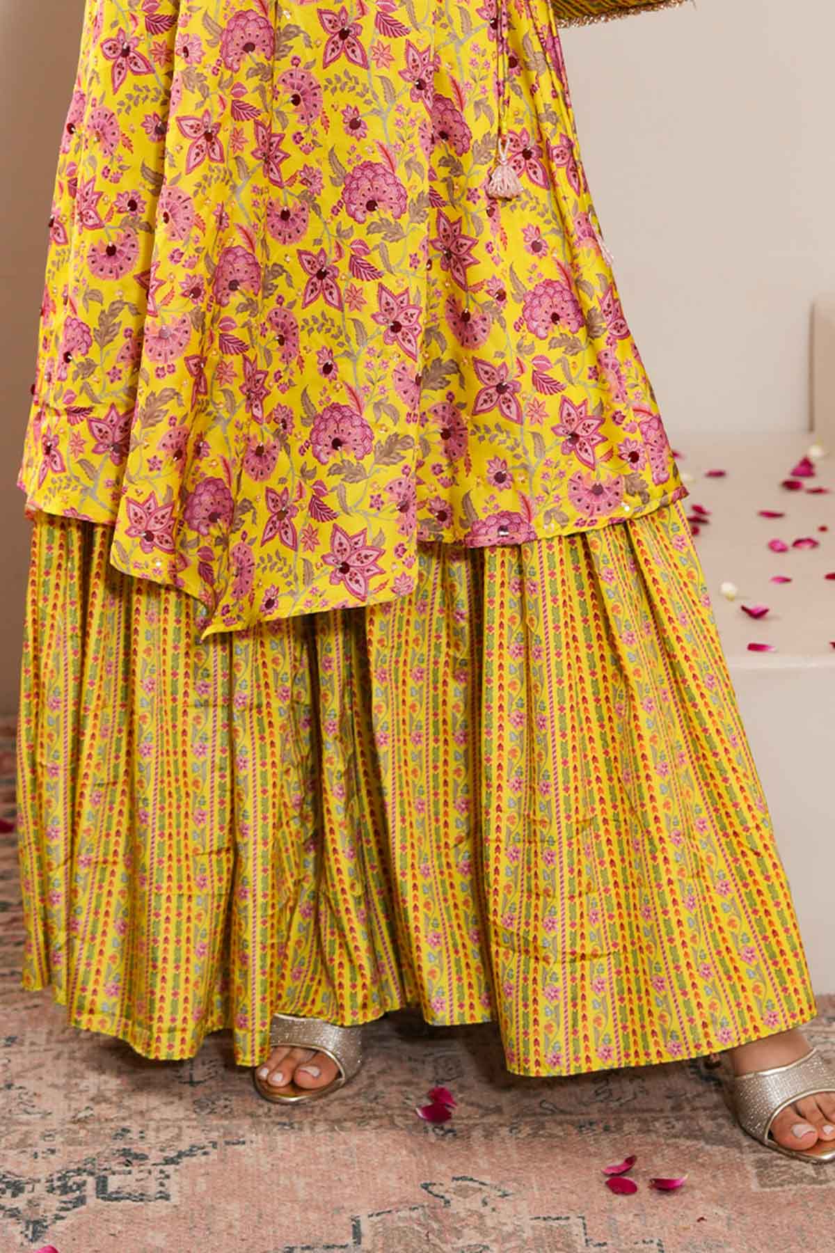 Lime Backless Kurta & Gharara