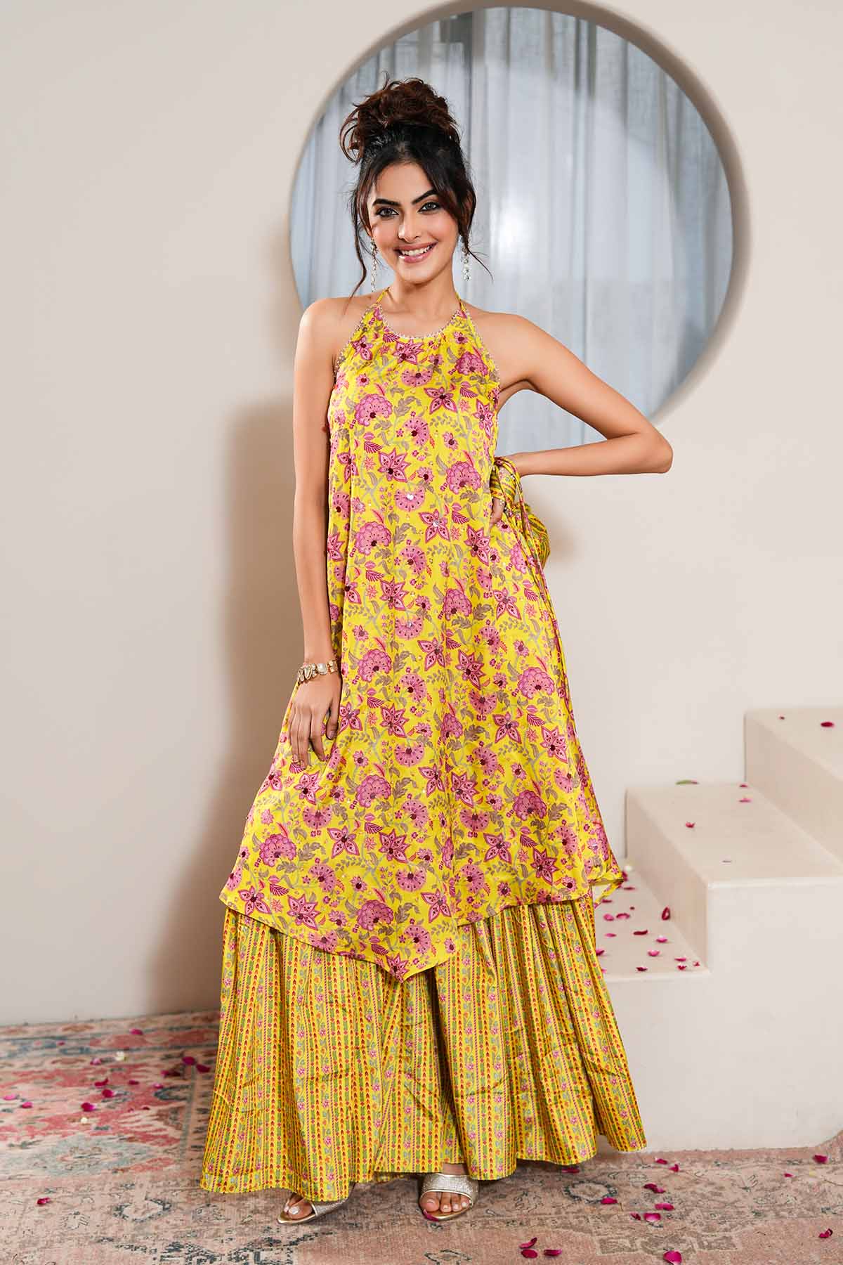 Buy Lime Backless Kurta & Gharara by Ugna by Unnati for women online at ScrollnShops