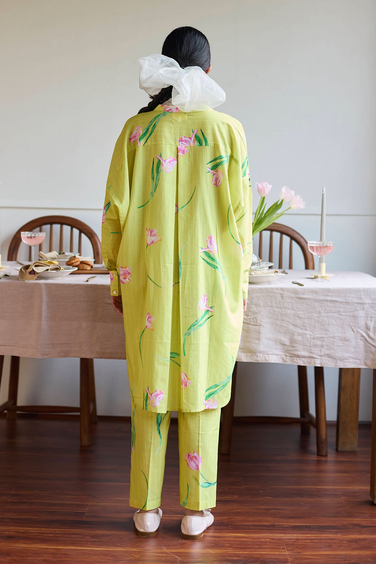 Lime Chanderi Long Top & Pants