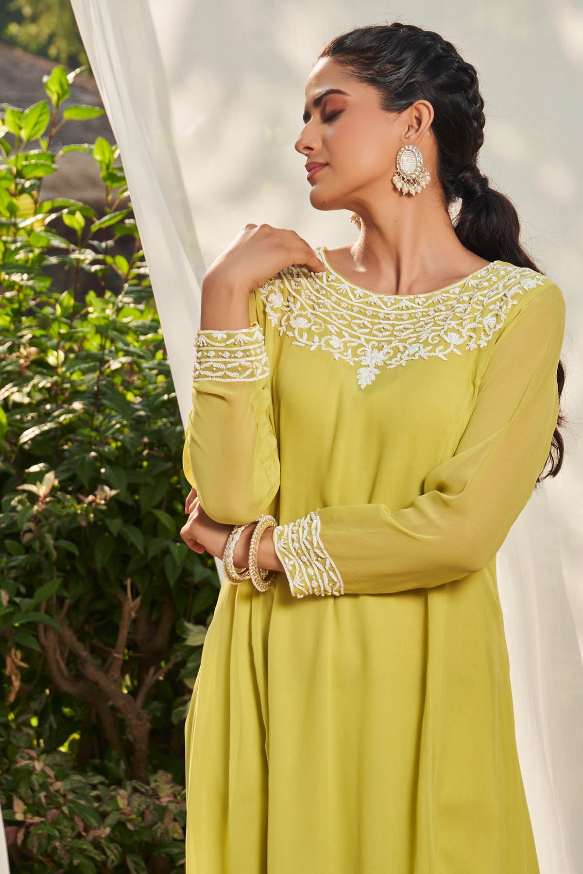 Lime Embroidered Kurta & Pants