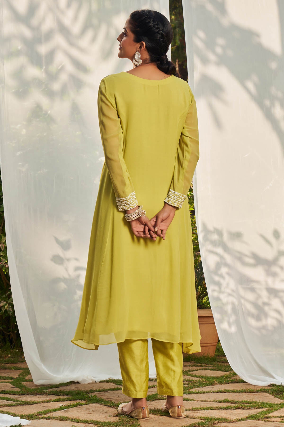 Lime Embroidered Kurta & Pants