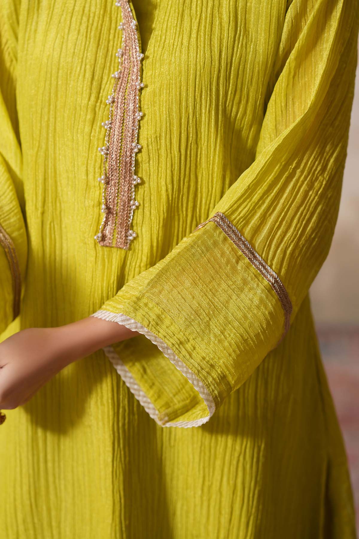 Lime Gota Embellished Kurta