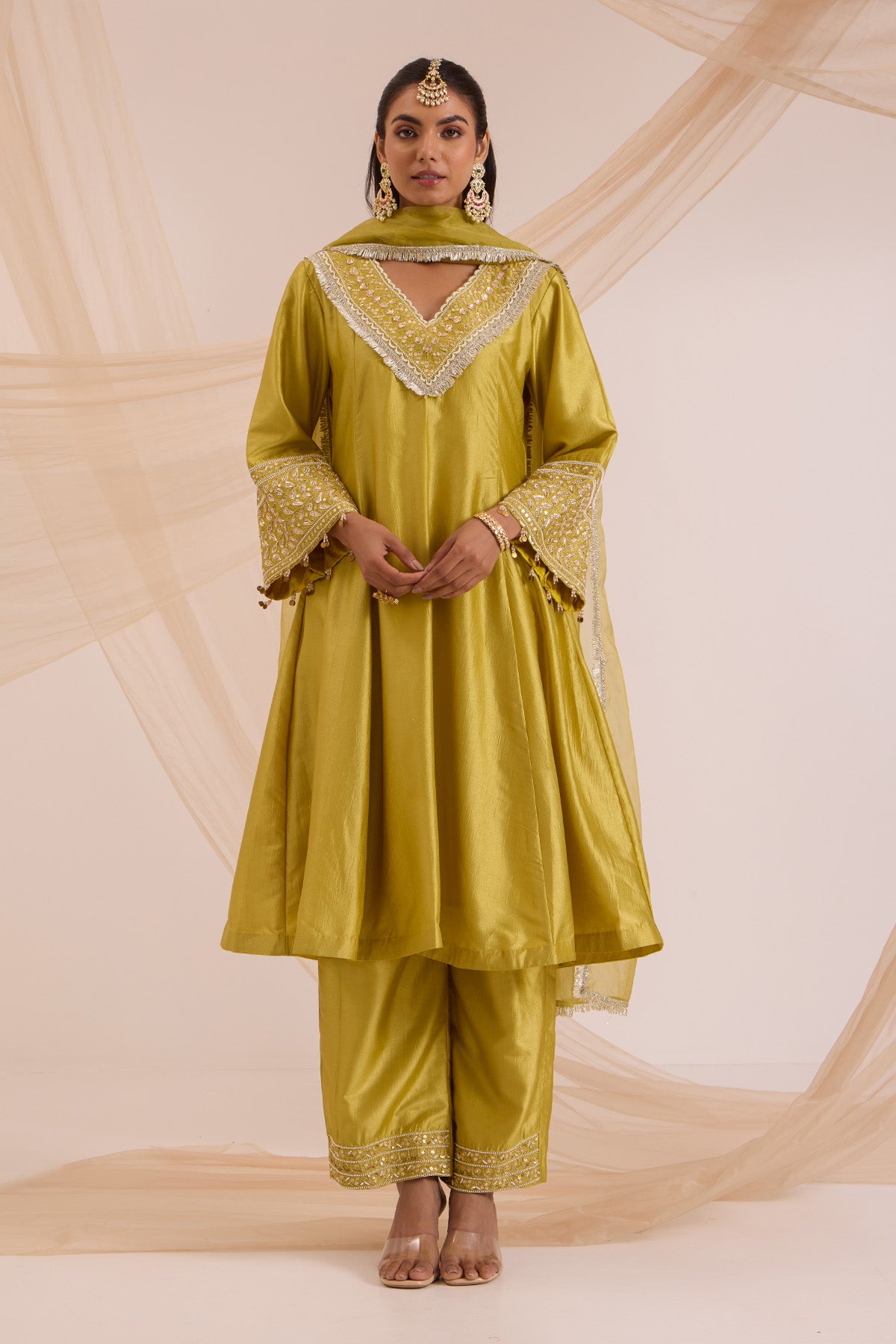 Lime Green A-Line Kurta Set