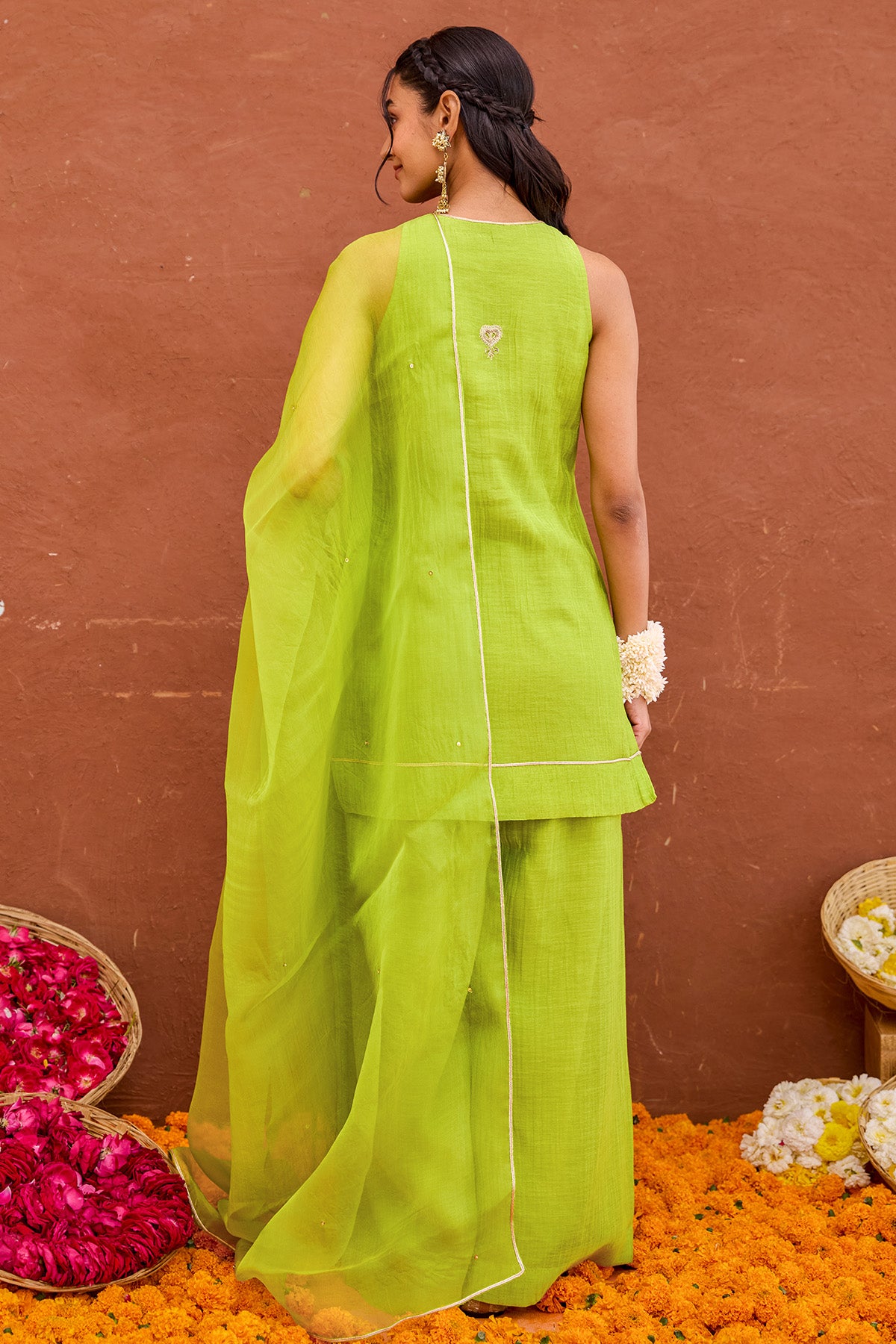 Chanderi Lime Green Kurta Set