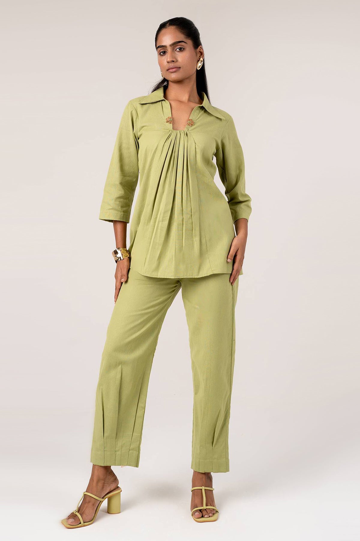 Buy Lime Green Cotton Co-ord Set by Seher Studio for women online at ScrollnShops