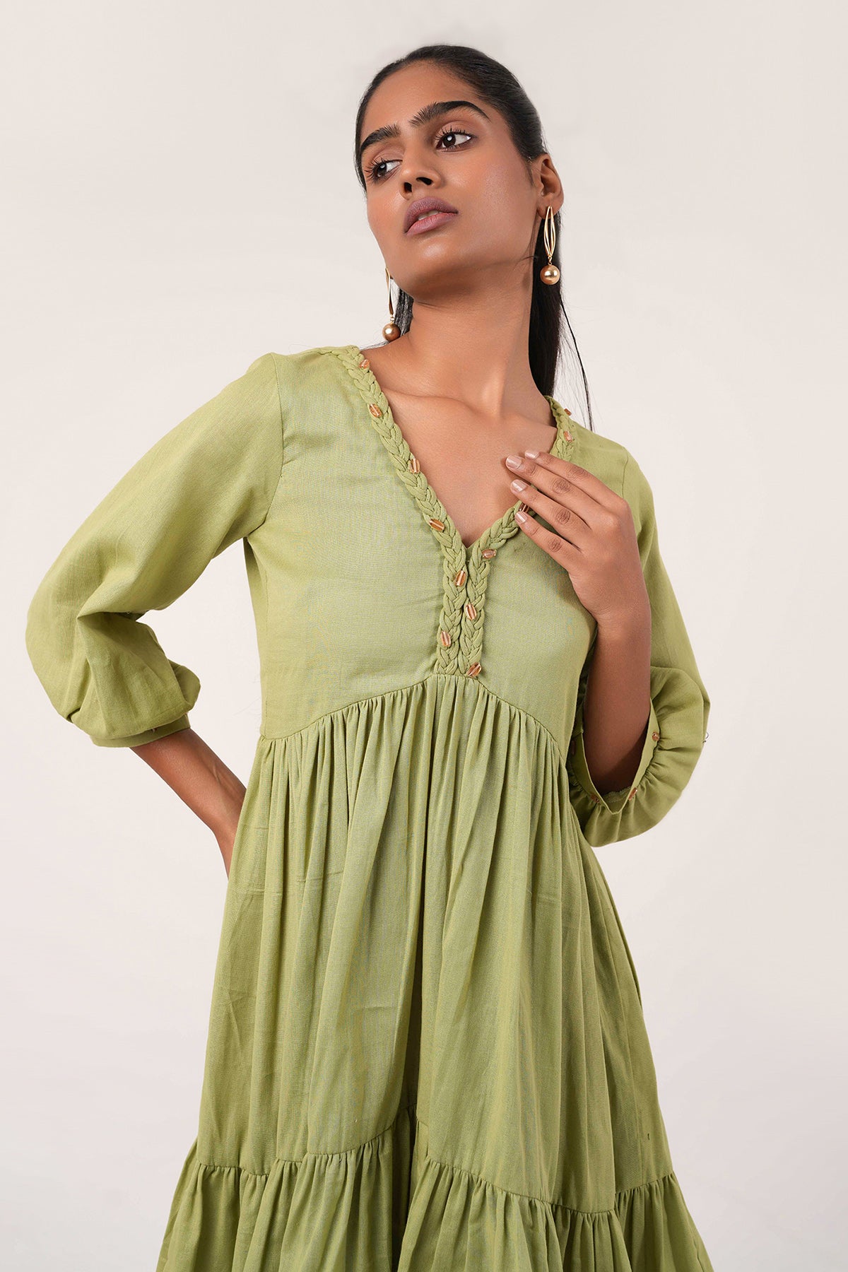 Lime Green Cotton Mini Dress