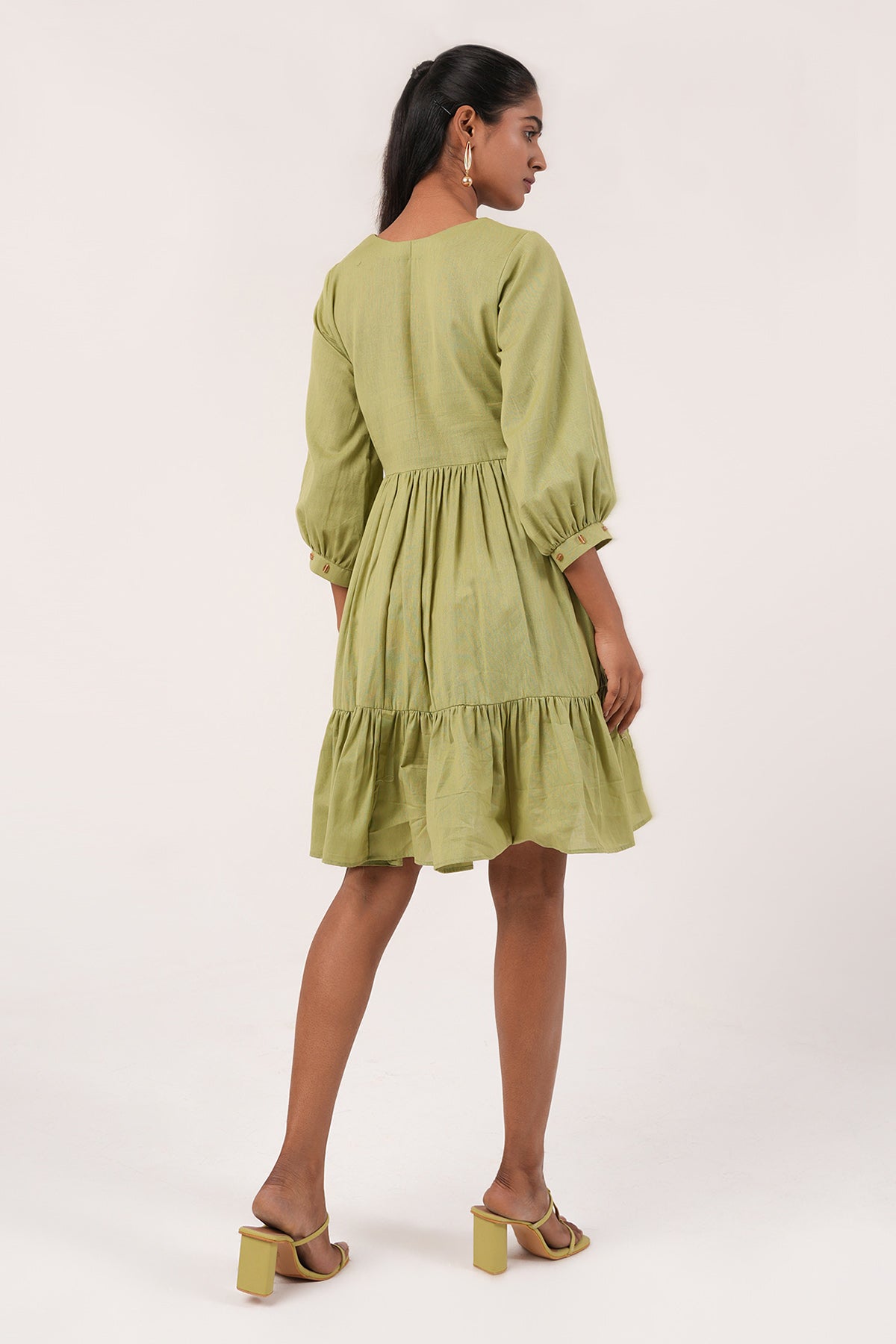 Lime Green Cotton Mini Dress