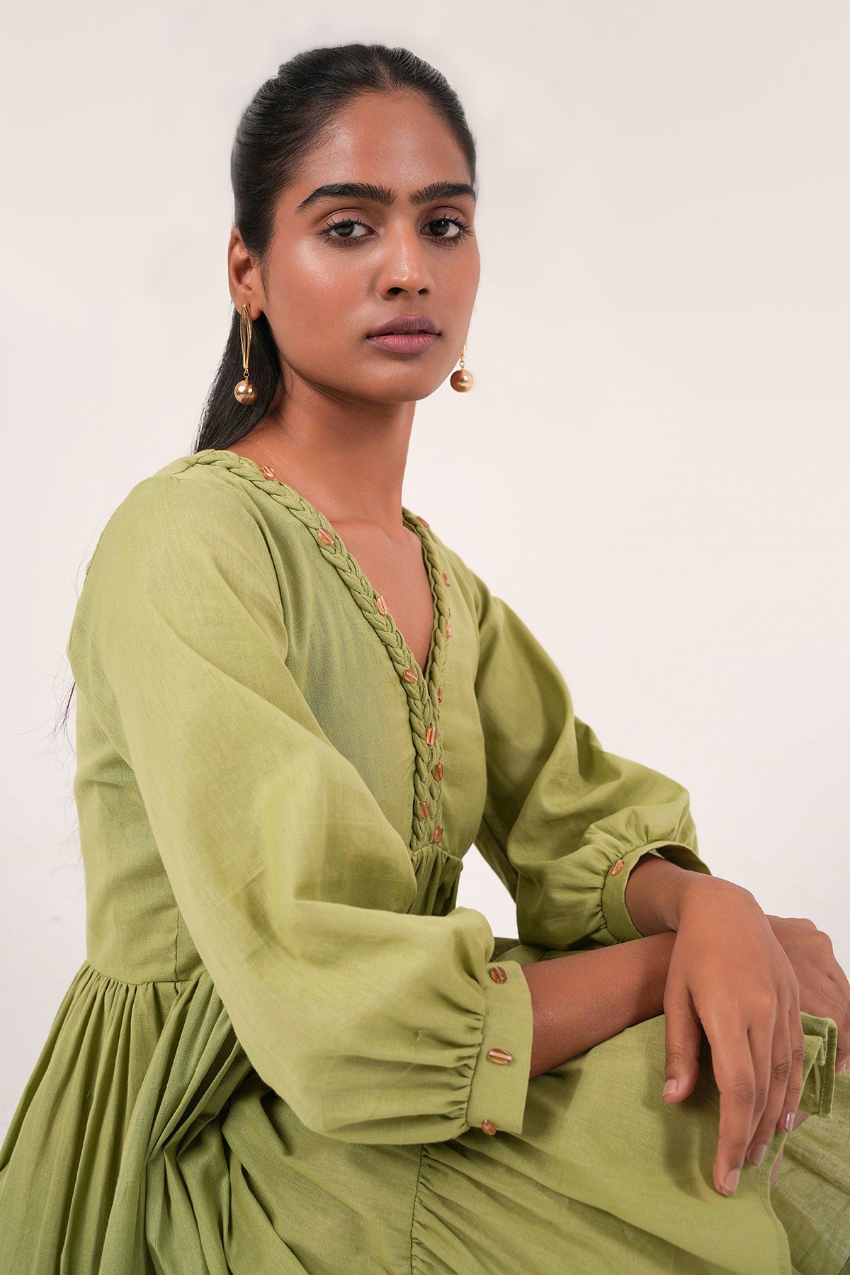 Lime Green Cotton Mini Dress