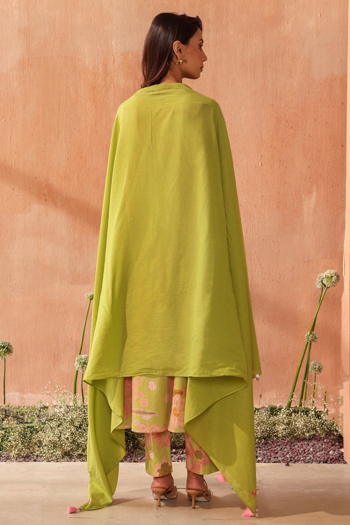 Buy Lime Green Cotton Mul Dupatta by Seema Nanda for women online at ScrollnShops