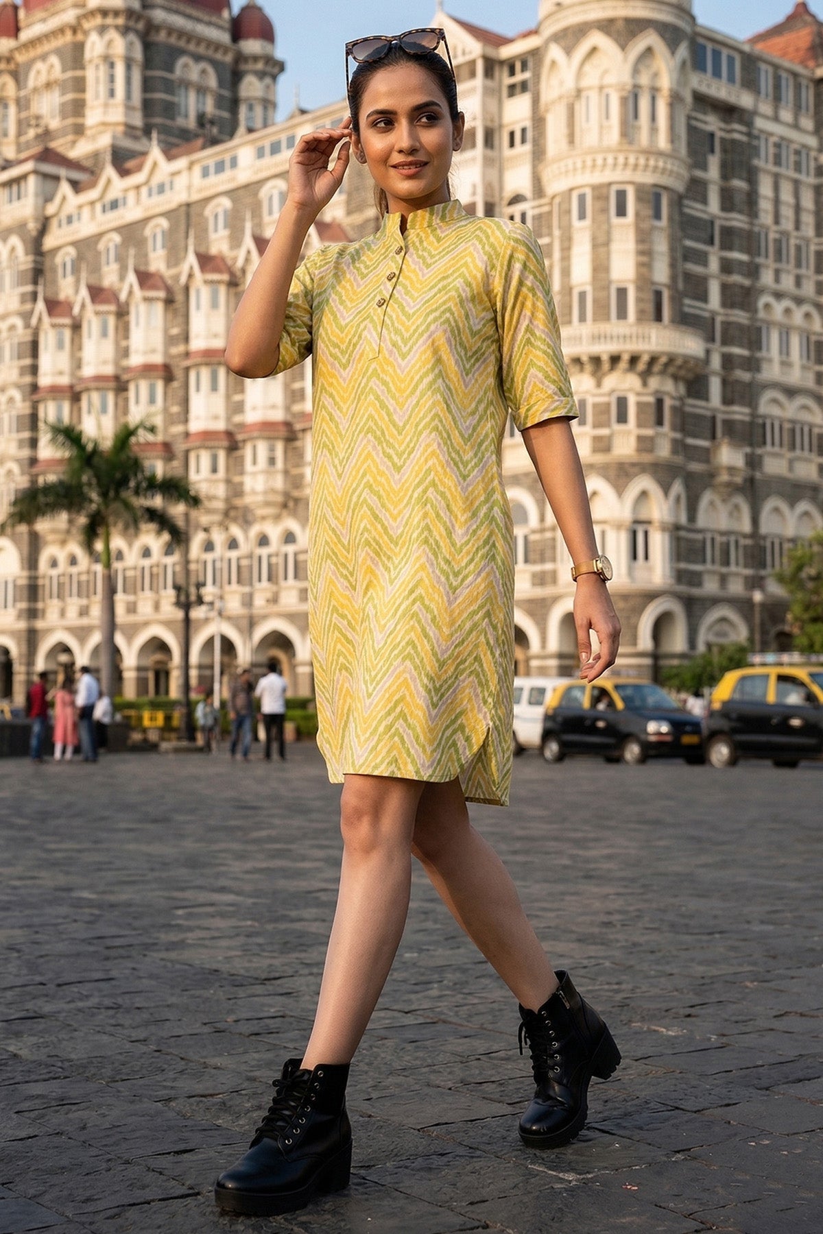 Buy Lime Green Ikkat Printed Dress for women by Sneha B online available at scrollnshops