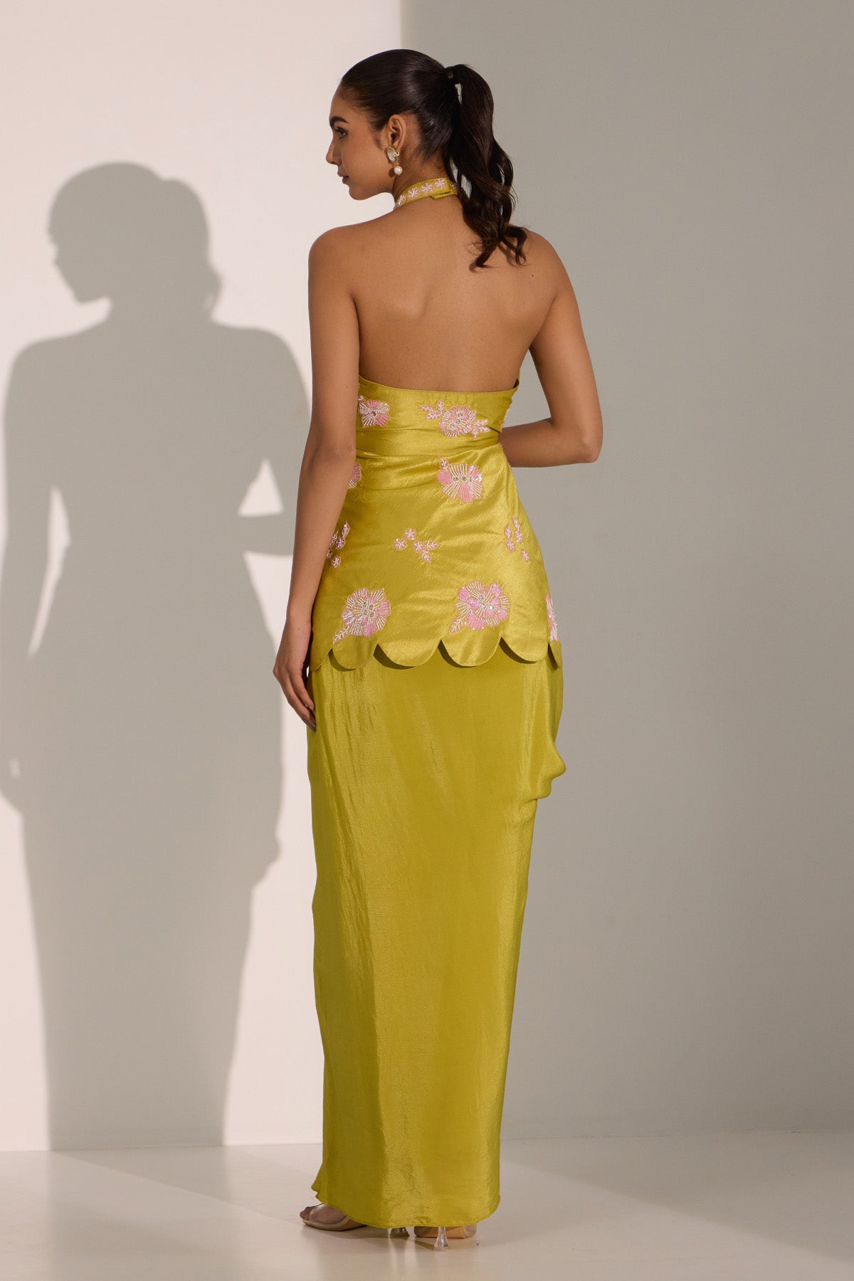 Lime Green Peplum Top & Skirt