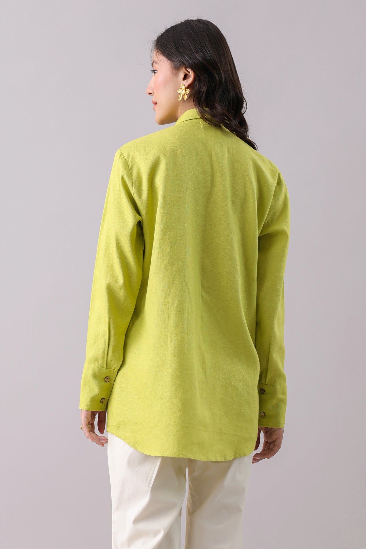 Lime Green Pintuck Detail Shirt