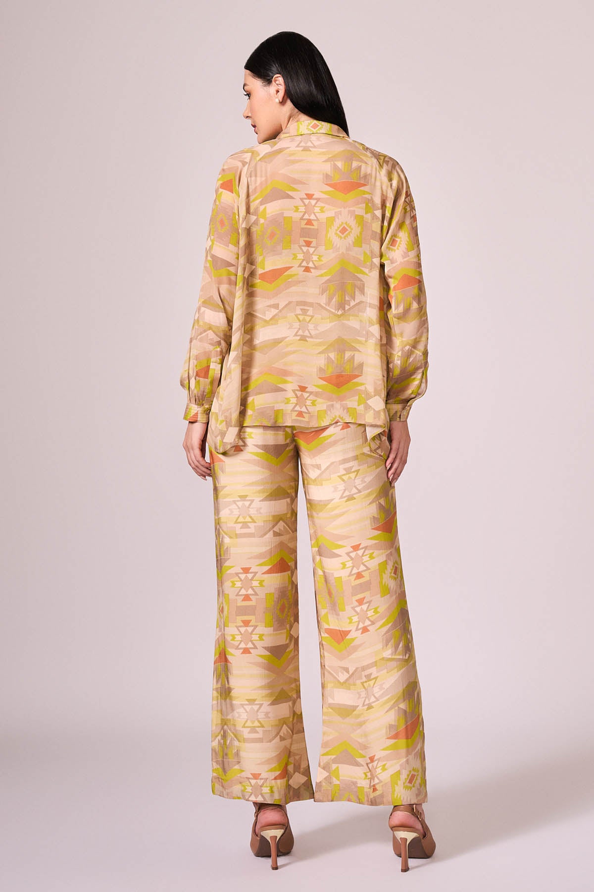 Lime Green Printed Jacket Set