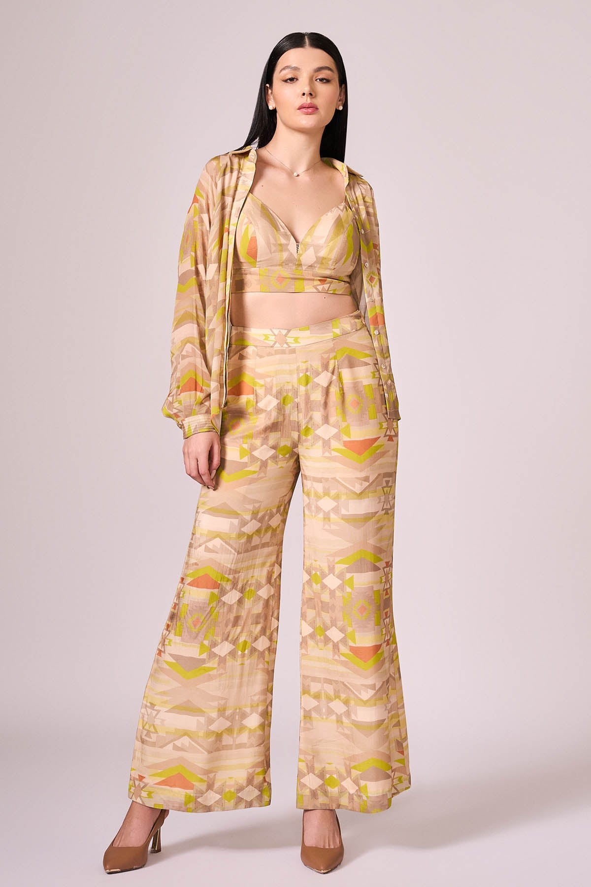 Buy Lime Green Printed Jacket Set by Koswi for women online at ScrollnShops