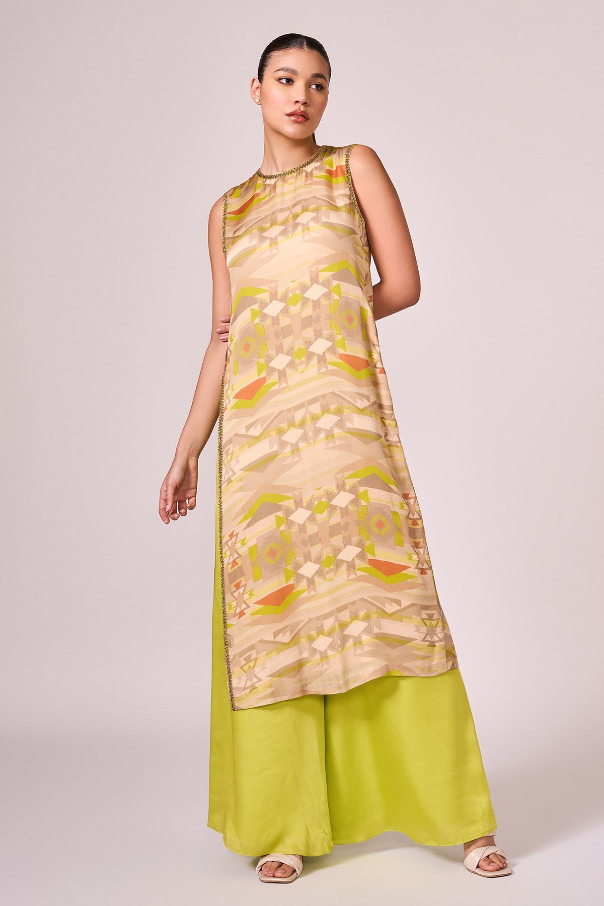 Buy Lime Green Printed Kurta Set by Koswi for women online at ScrollnShops