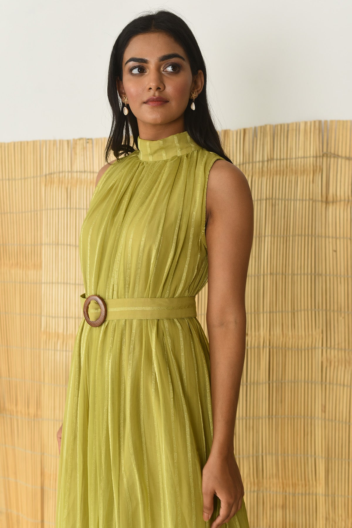 Lime Green Sleeveless Midi Dress