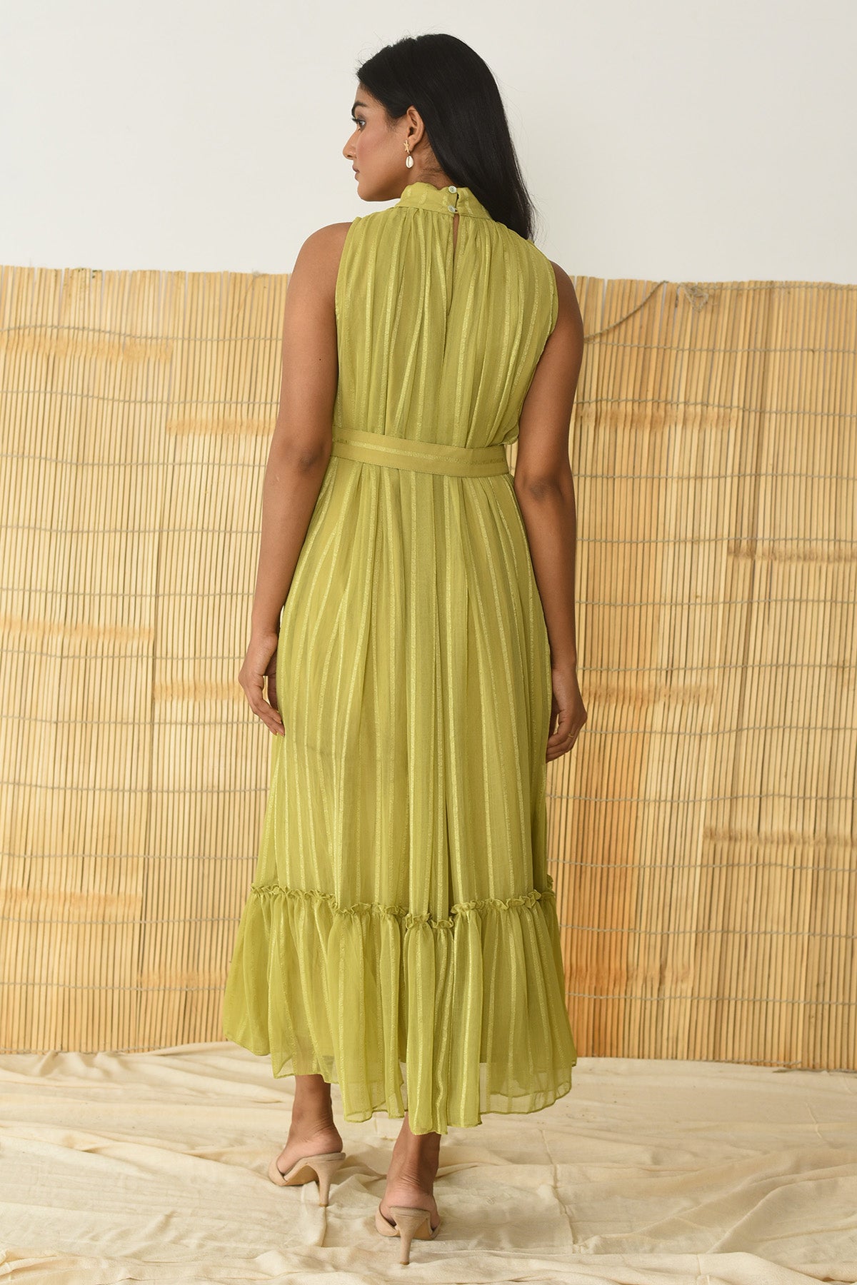 Lime Green Sleeveless Midi Dress