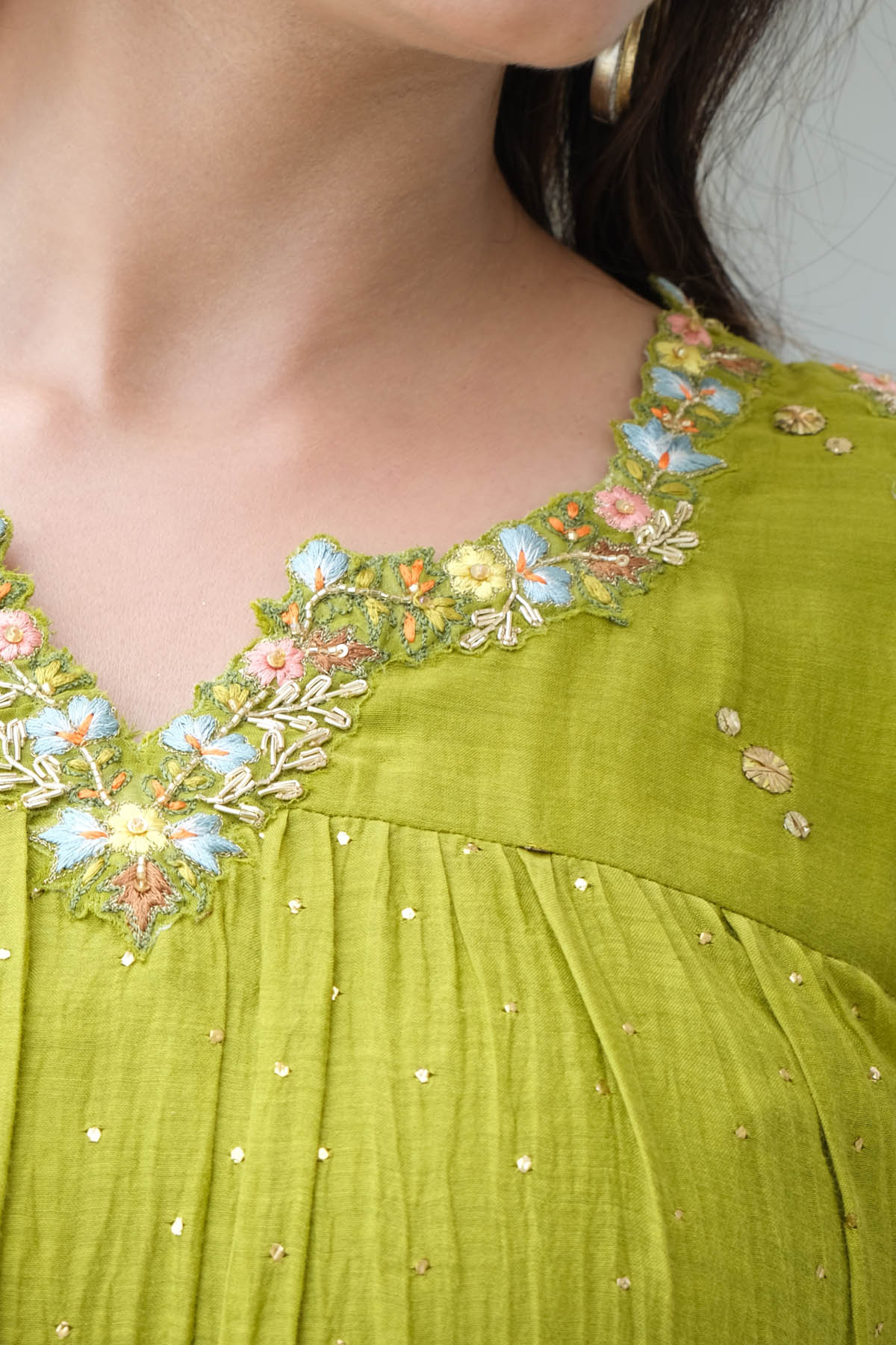 Lime Green Tiered Kurta & Pants