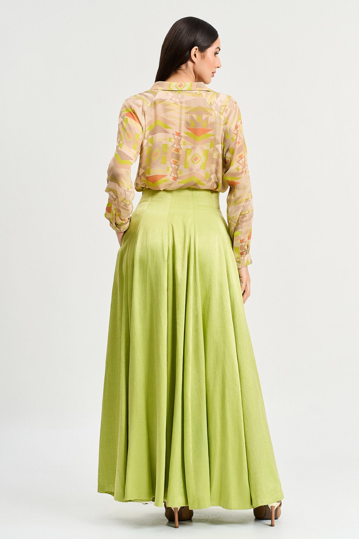 Lime Green Viscose Printed Shirt