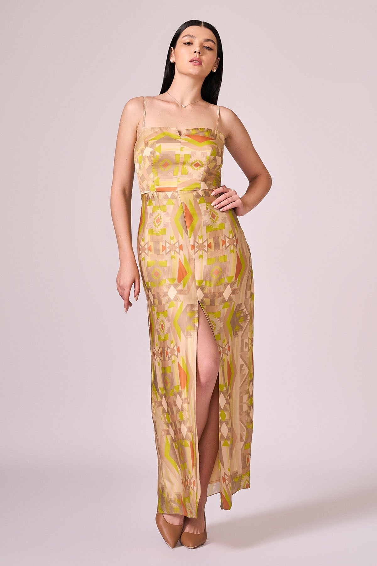 Buy Lime Green Viscose Slit Dress by Koswi for women online at ScrollnShops