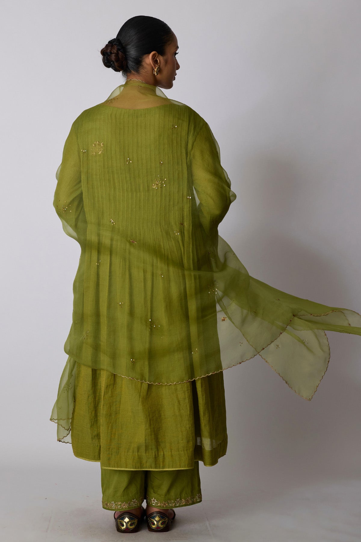Lime Green Zardozi Kurta Set