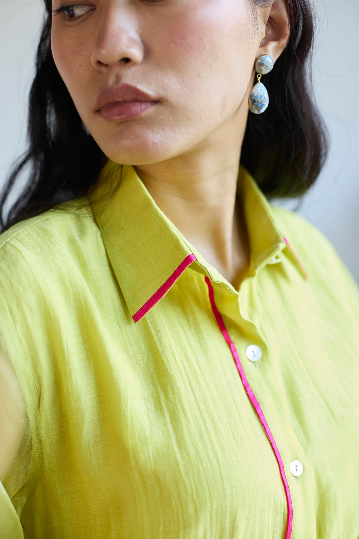 Lime Handwoven Chanderi Shirt