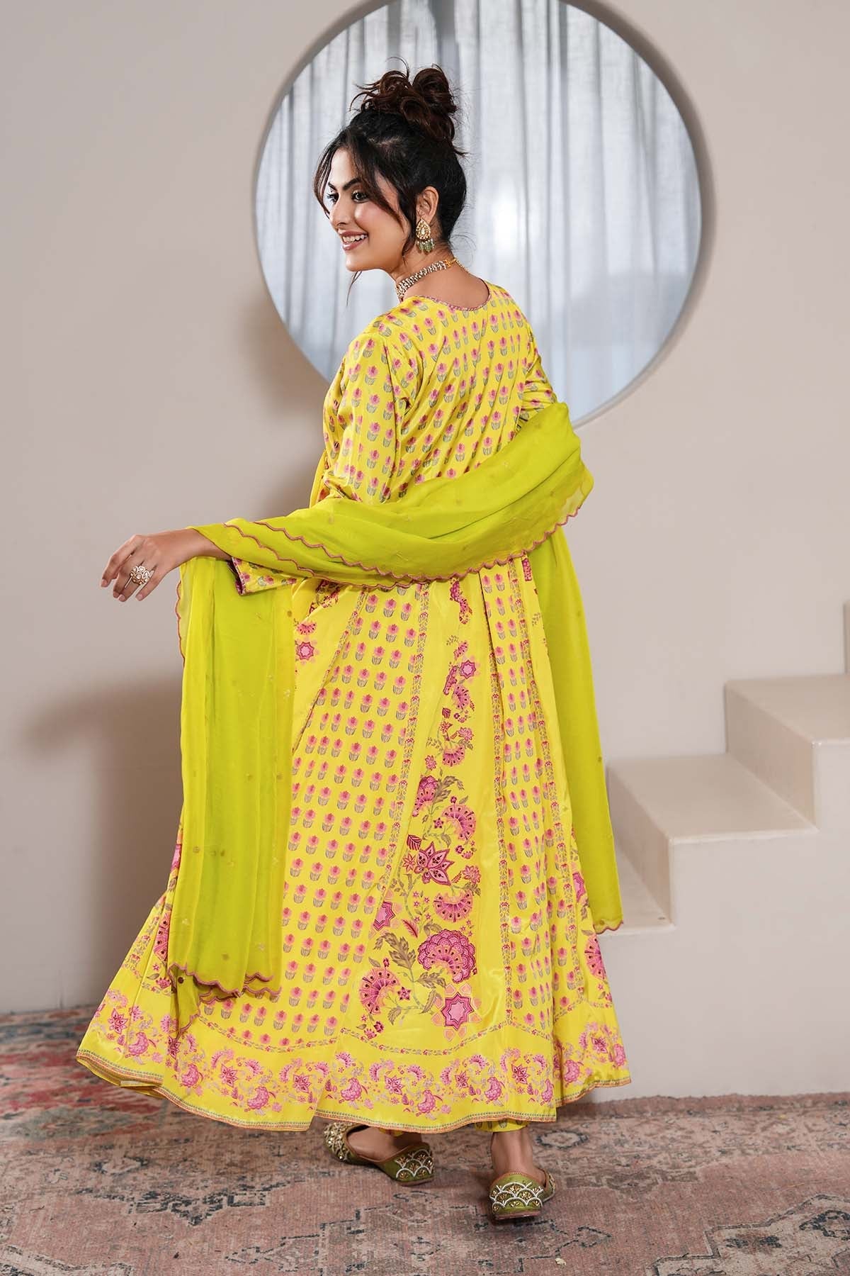 Buy Lime Organza Pearl Work Dupatta by Ugna by Unnati for women online at ScrollnShops