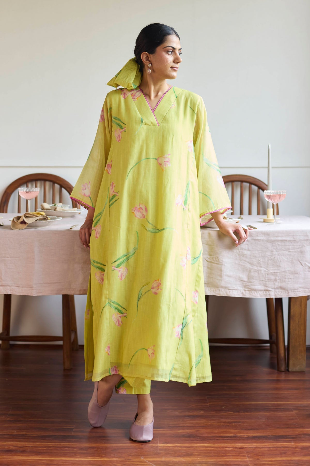 Buy Lime Tulip Printed Kurta Set by Juanita by Shubhda for women online at ScrollnShops