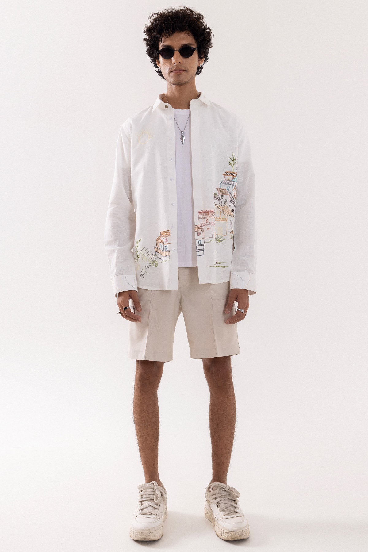 Linen Embroidered Ivory Shirt